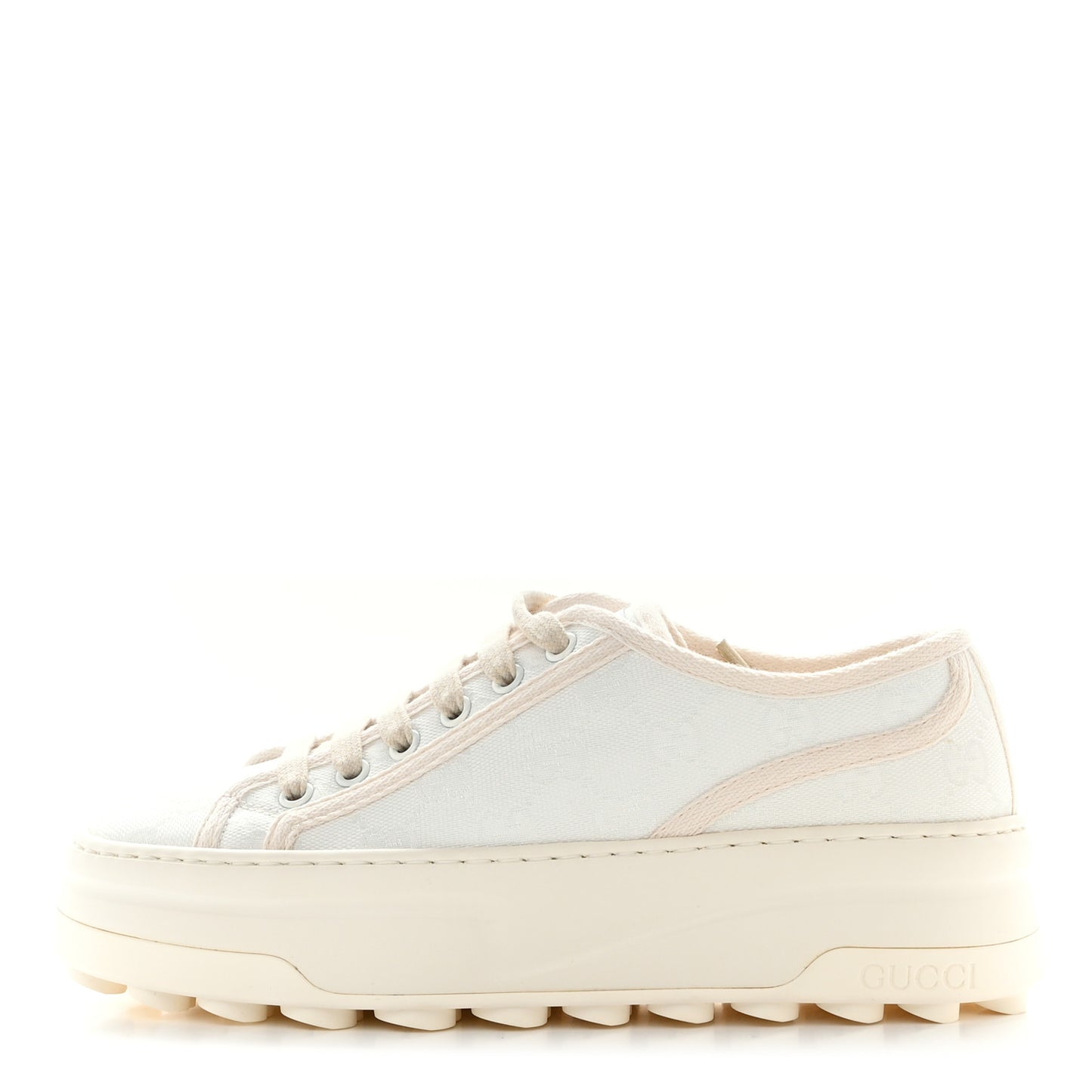 GG Monogram Womens 1977 Tennis Platform 52mm Sneakers 36 Great White Mystic White