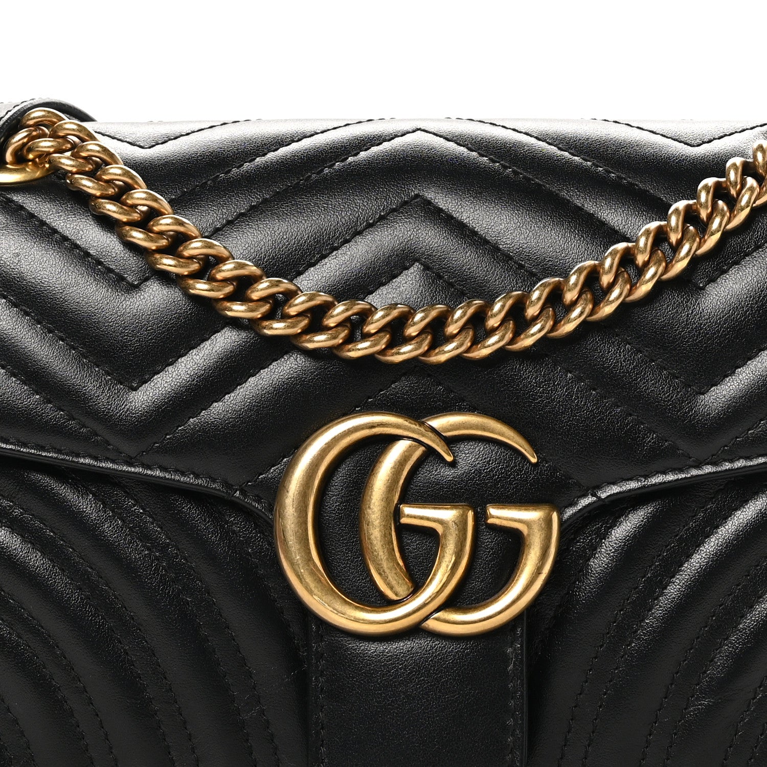 Gucci Calfskin Matelasse Small GG Marmont Shoulder Bag Black 8 of 11