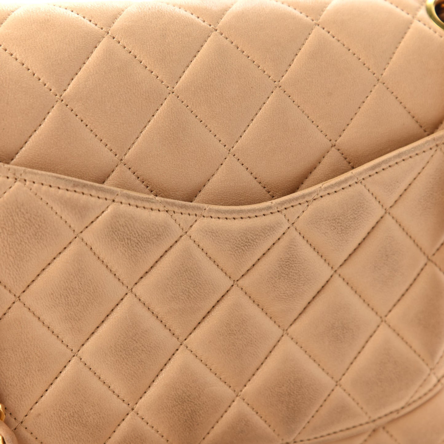 Lambskin Quilted Small Double Flap Beige