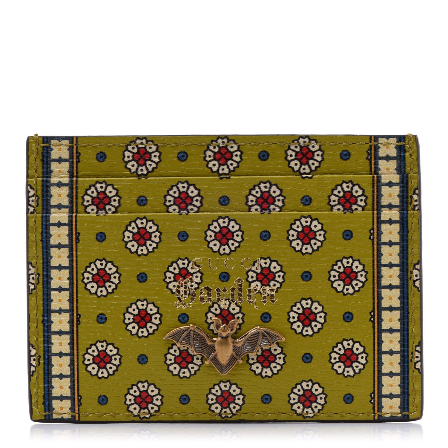 Gucci Garden Print Card Holder Wallet Green Multicolor 909728