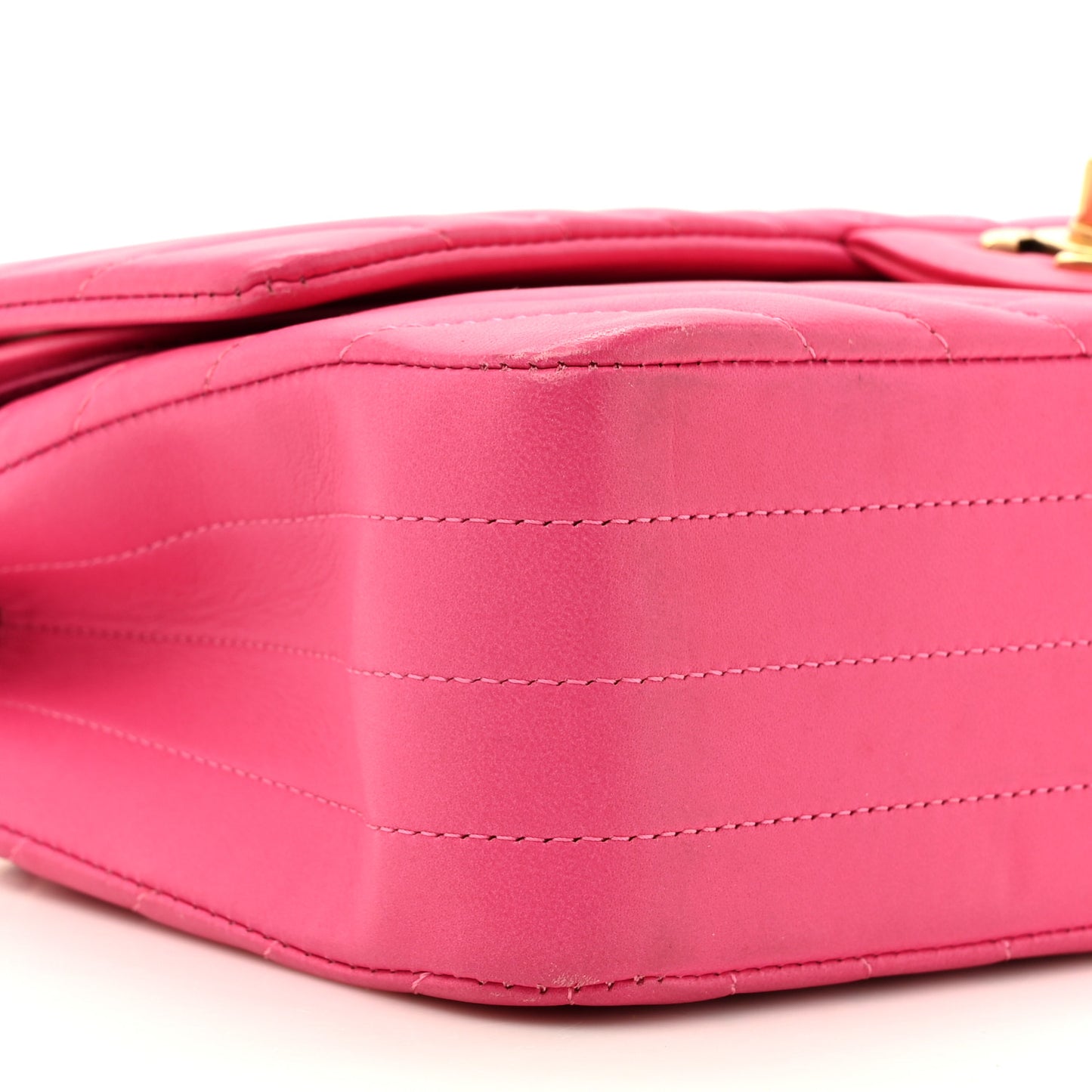 Lambskin Chevron Quilted Medium Double Flap Pink