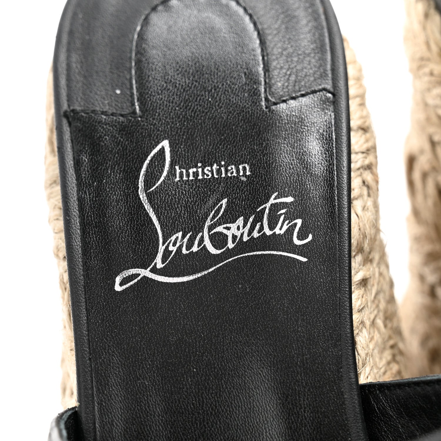 Christian Louboutin Calfskin Ariella Zeppa 130 Espadrille Sandals 37 Black Naturel 6 of 8