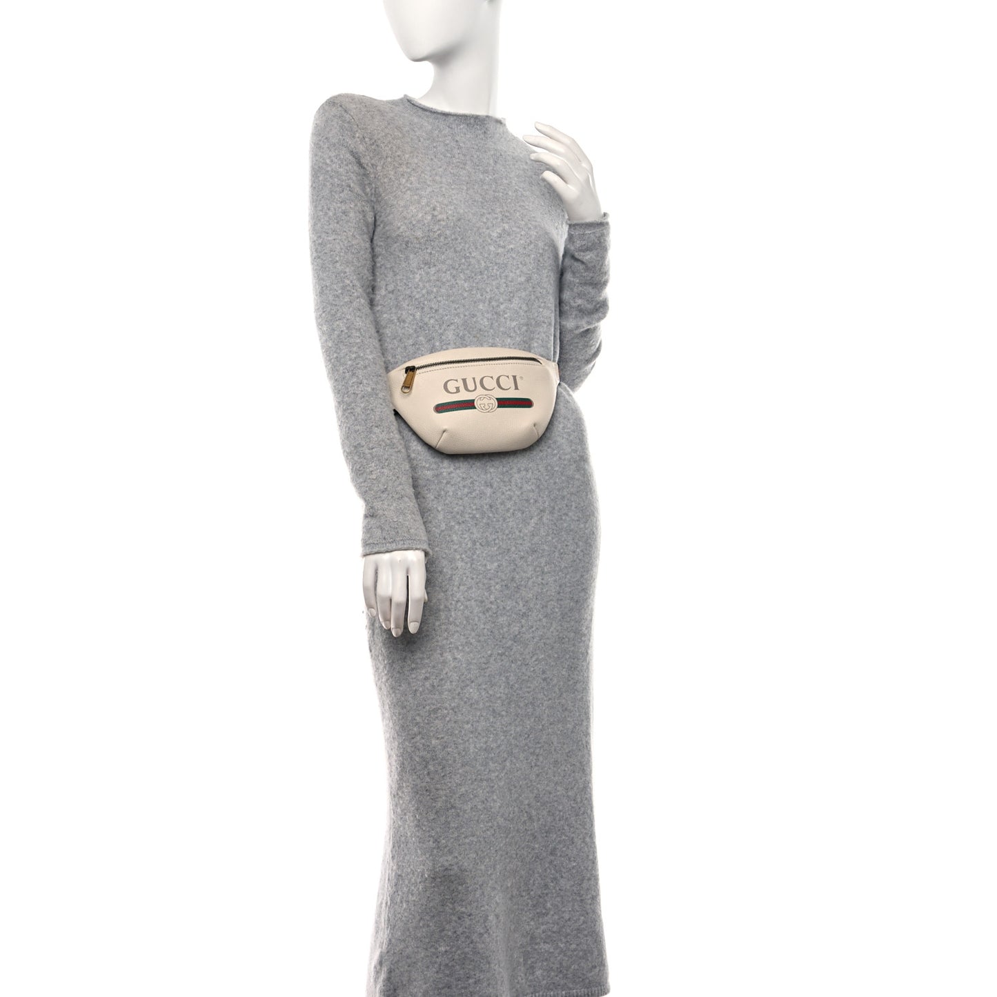 Grained Calfskin Small Logo Belt Bag White