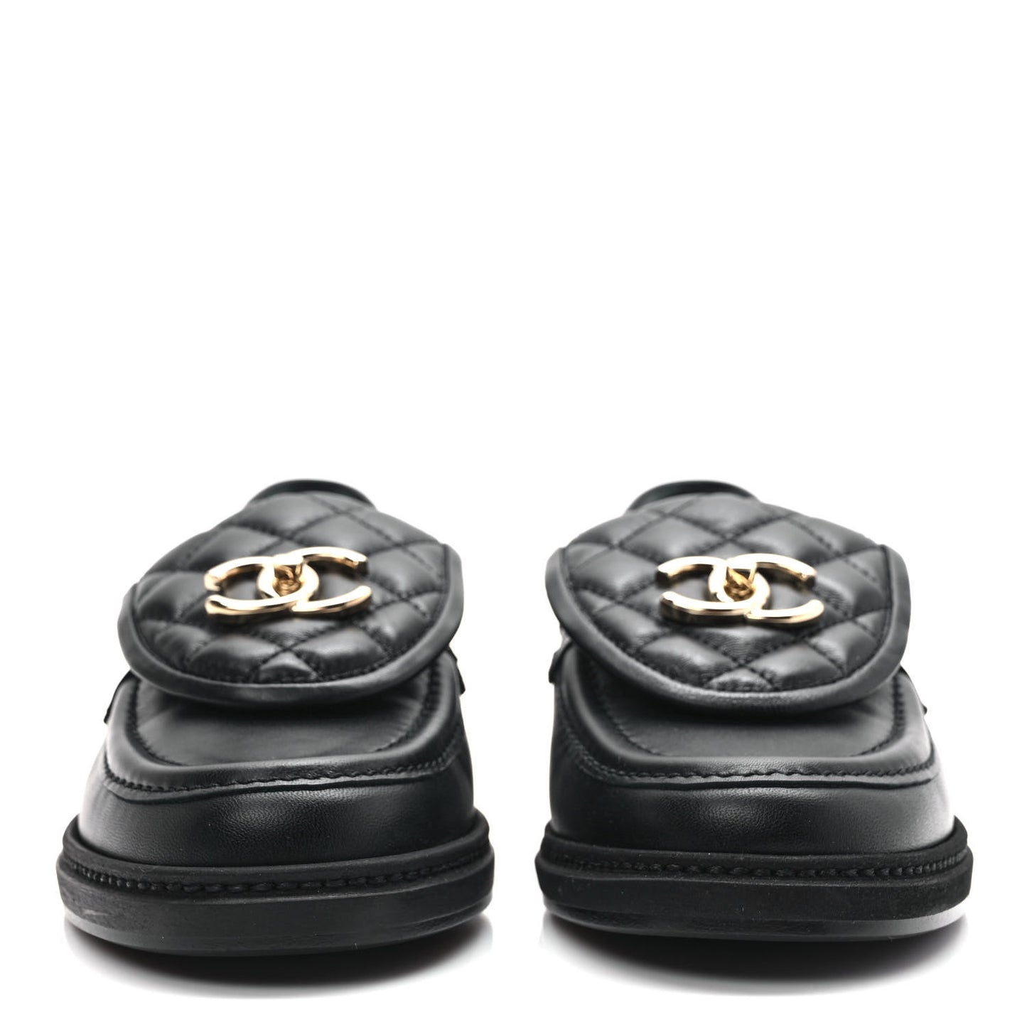 Lambskin Quilted CC Turnlock Loafers 37.5 Black