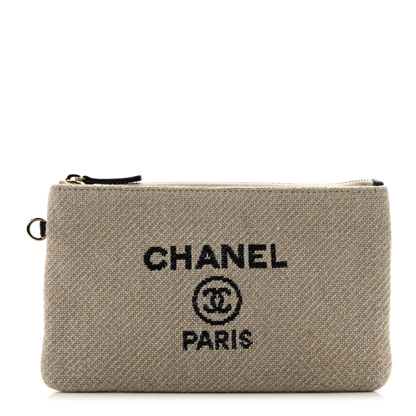 Mixed Fibers Small Deauville Pouch Beige Black