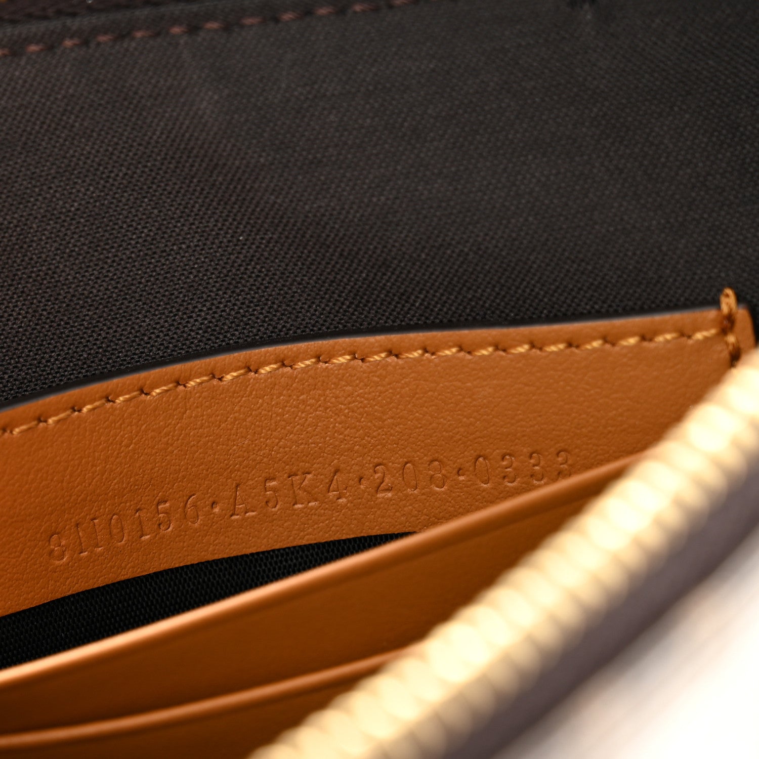 Fendi Glazed Fabric Vitello Century FF 1974 Stamp Patch Large Flat Pouch Mogano Panna Caramello 7 of 11