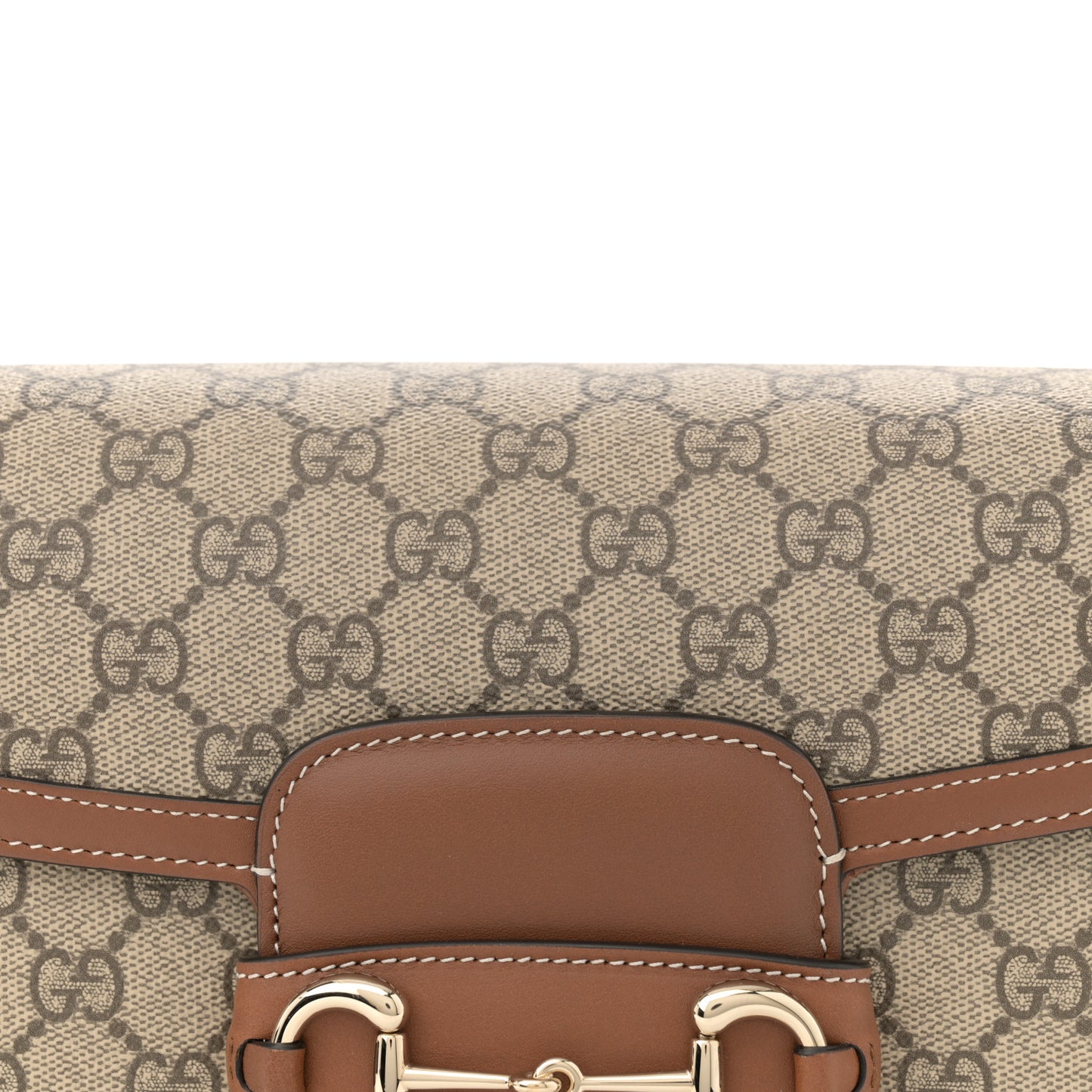 GG Supreme Monogram Horsebit 1955 Soft Small Shoulder Bag Beige Brown