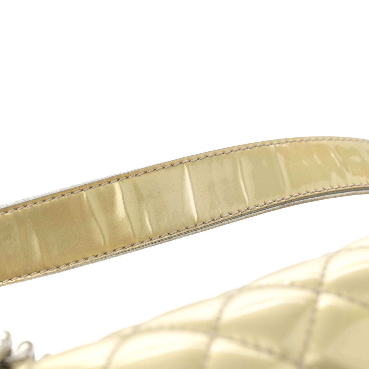Metallic Patent Calfskin Quilted Medium Boy Flap Gold