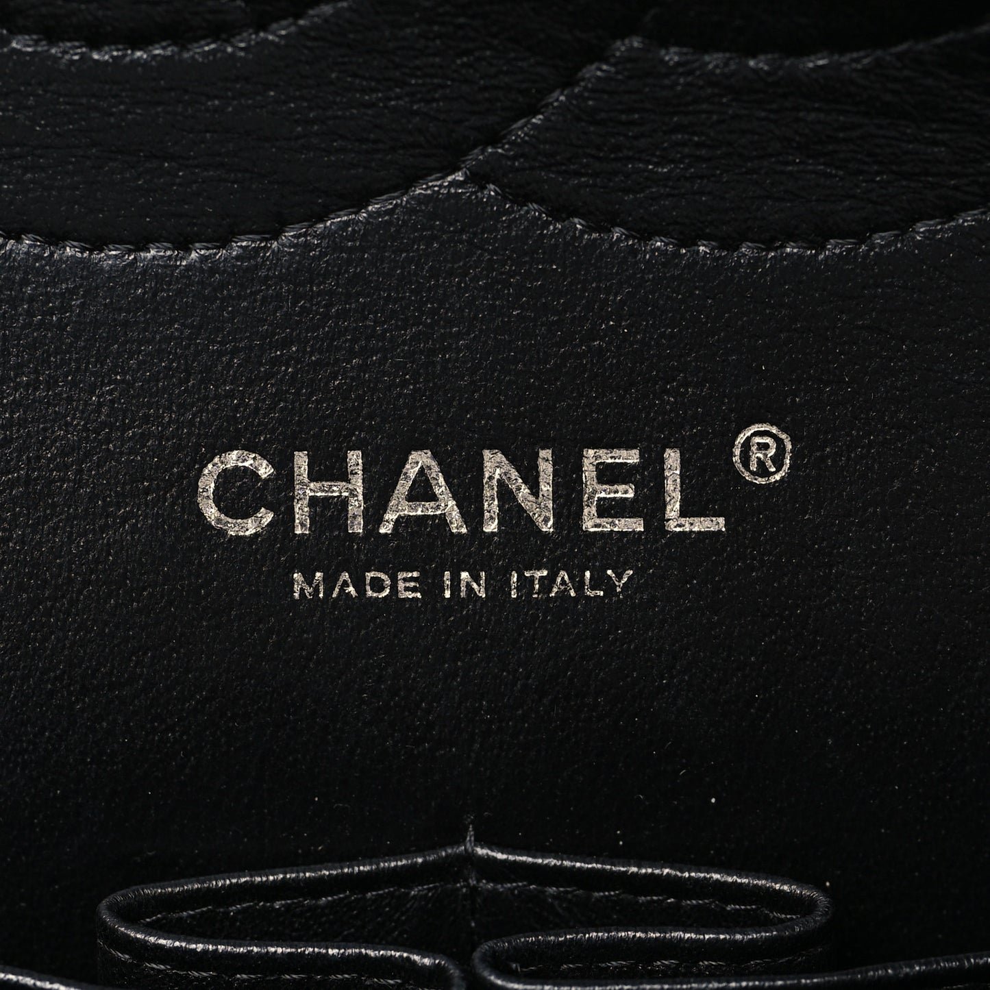 Striated Patent Quilted Jumbo Double Flap Black