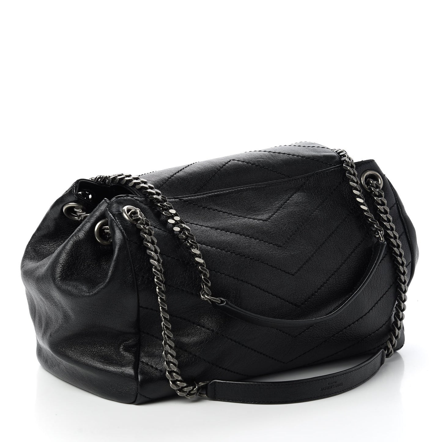 Vintage Lambskin Chevron Monogram Medium Nolita Black