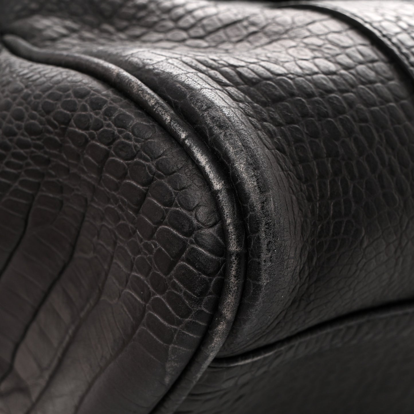 Calfskin Crocodile Embossed Small Bayswater Satchel Black