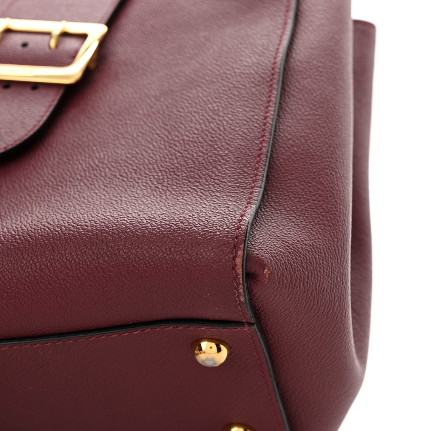 Soft Grain Medium Buckle Tote Dark Plum