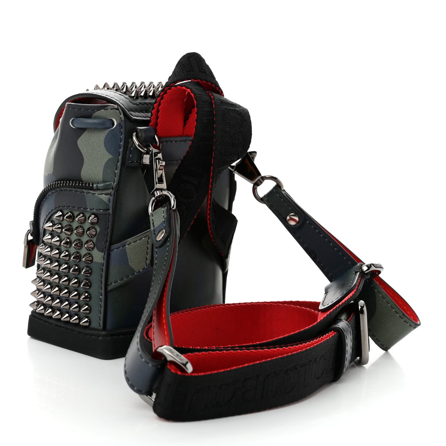 Calfskin Spiked Camouflage Mini Explorafunk Keyring Bag Multicolor