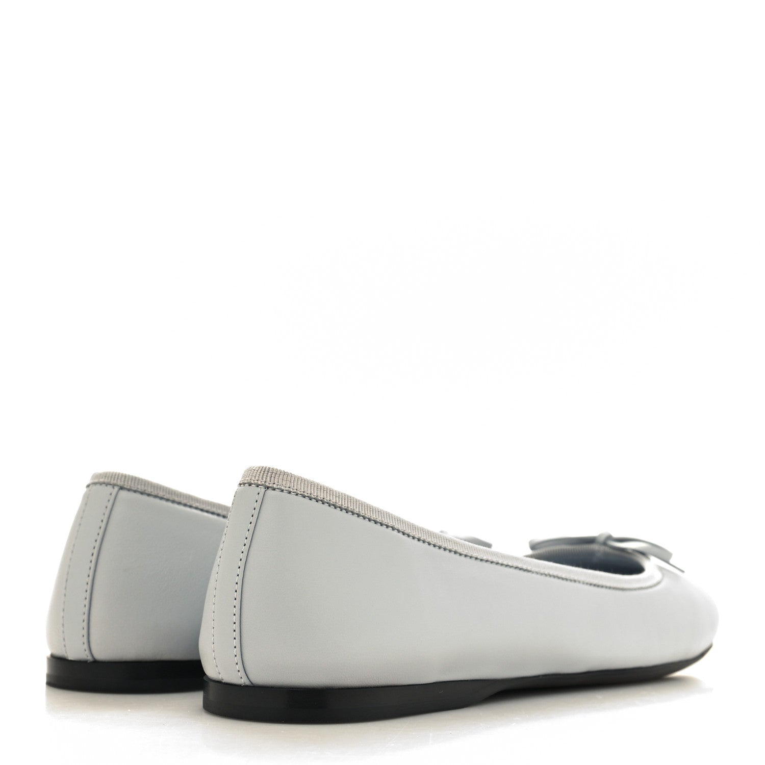 Prada Metallic Lambskin Bow Ballerina Flats 38.5 Fiordaliso 4 of 9