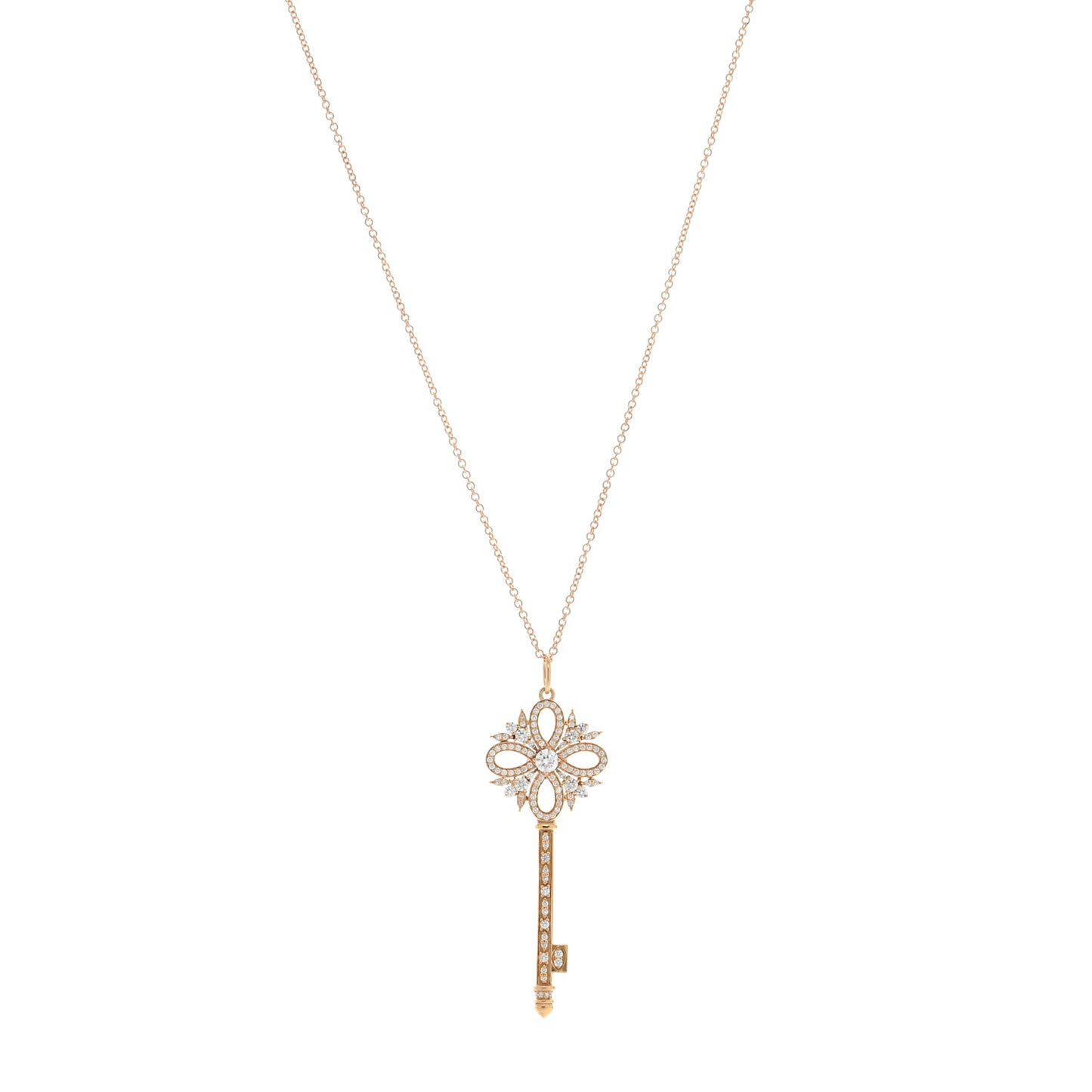 18K Rose Gold Diamond Medium Victoria Key Pendant Necklace