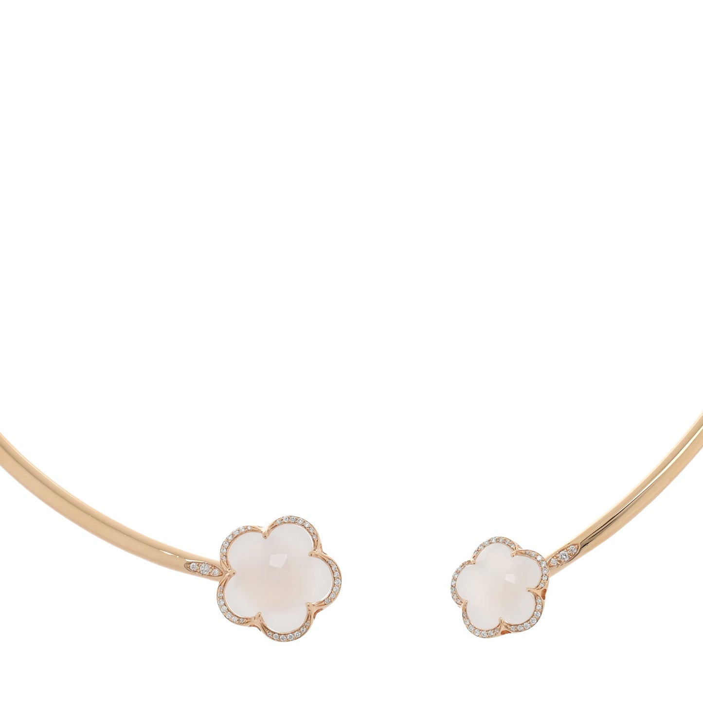 18K Rose Gold Diamond Pink Quartz Collar Necklace