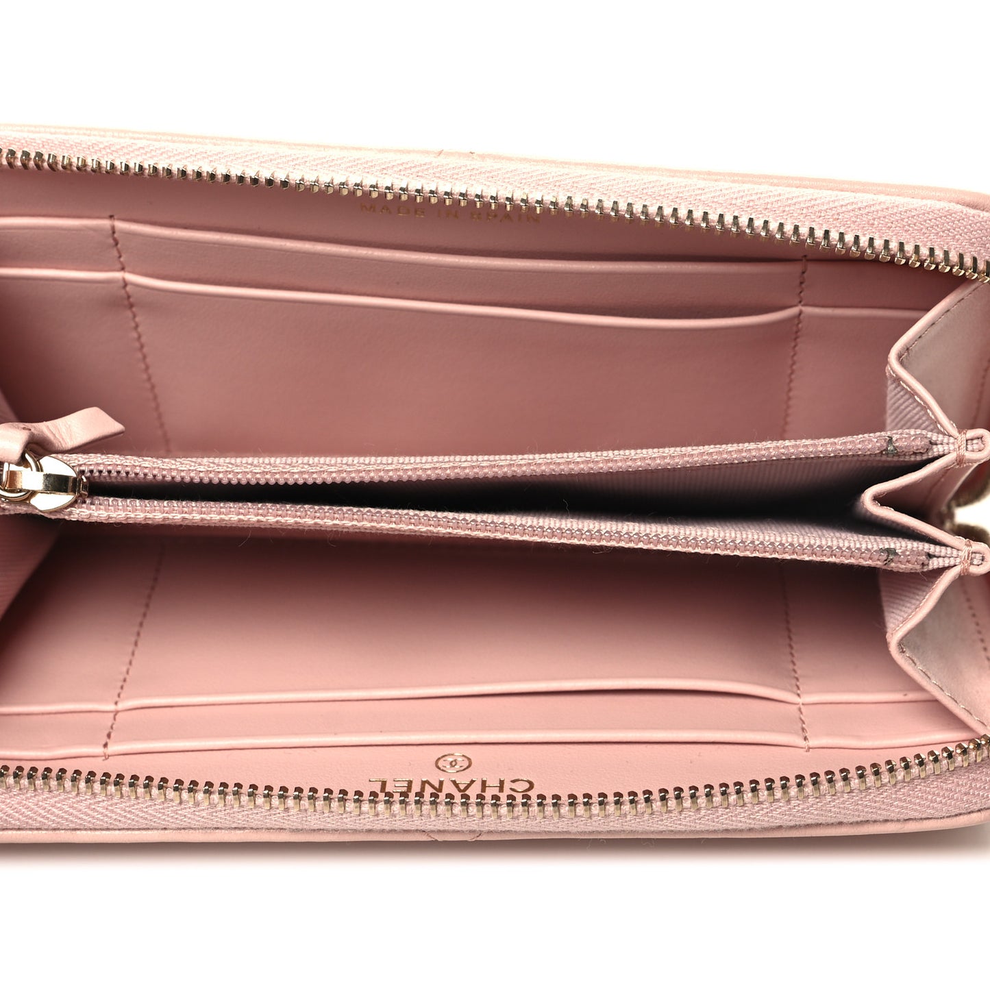 Lambskin Quilted Chanel 19 Zipped Wallet Light Pink