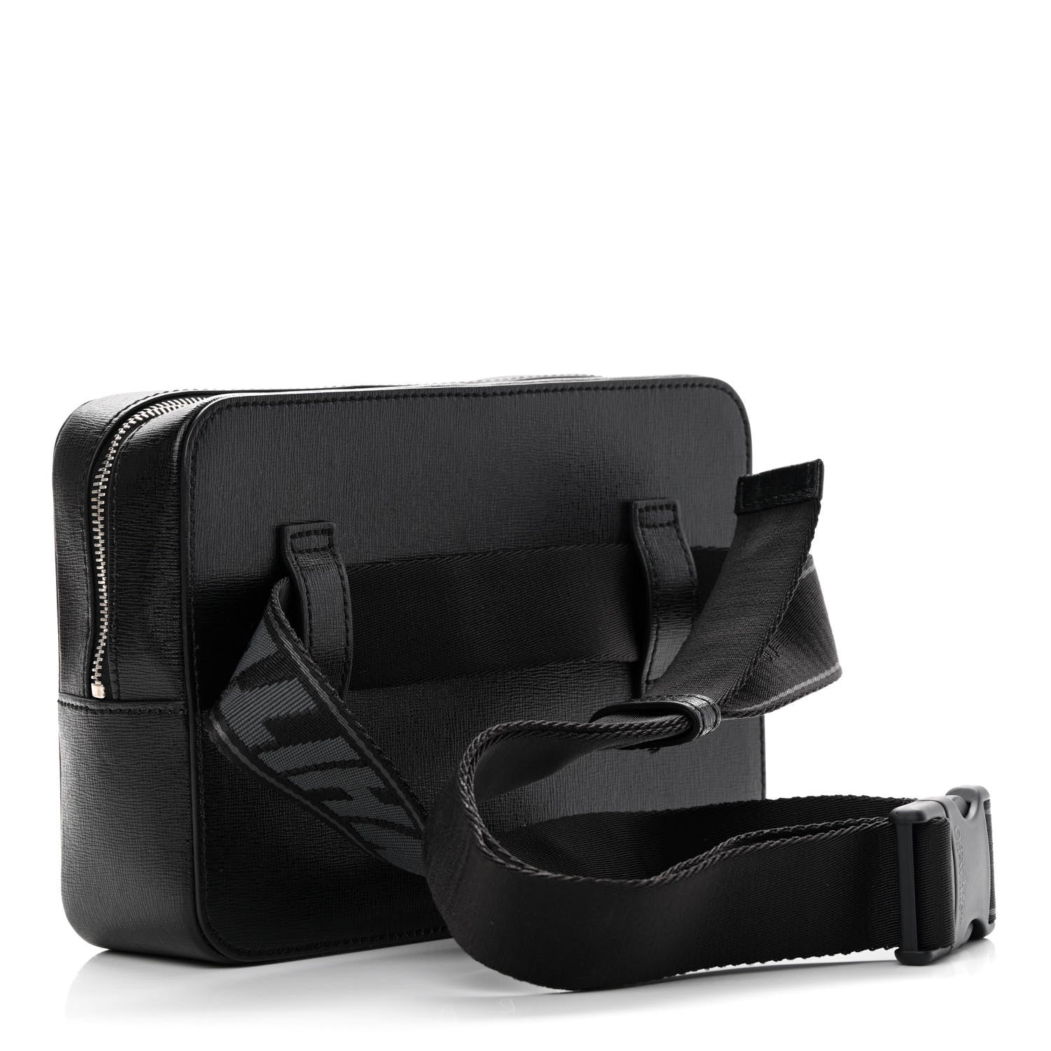 Off-White Saffiano Striped Diag Belt Bag Black 3 of 11