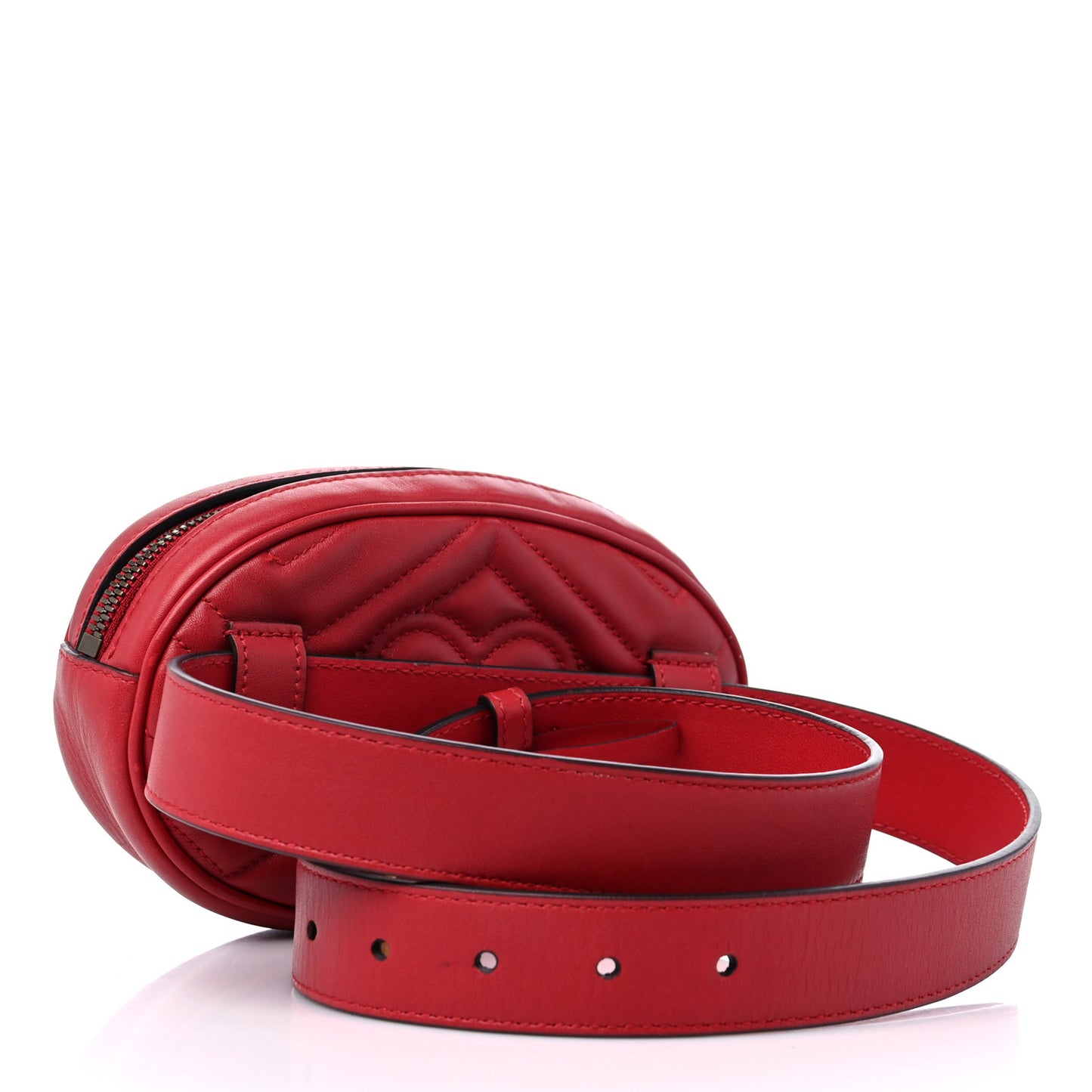 Calfskin Matelasse GG Marmont Belt Bag 95 38 Hibiscus Red
