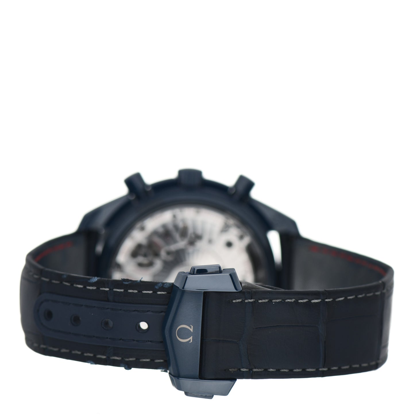 Ceramic Titanium Crocodile 44mm Speedmaster Blue Side of the Moon Automatic Watch Blue 304.93.44.52.03.001