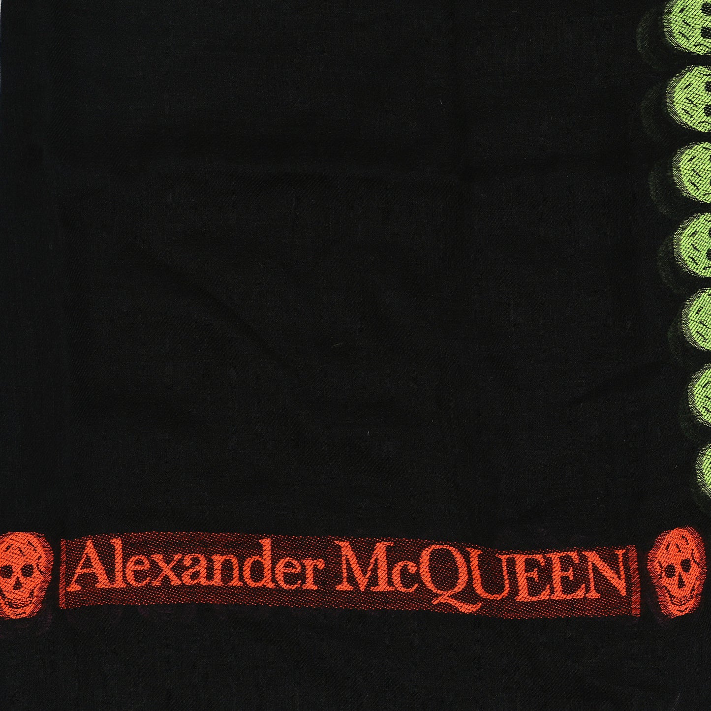 Wool Silk Skull Scarf Black Multicolor