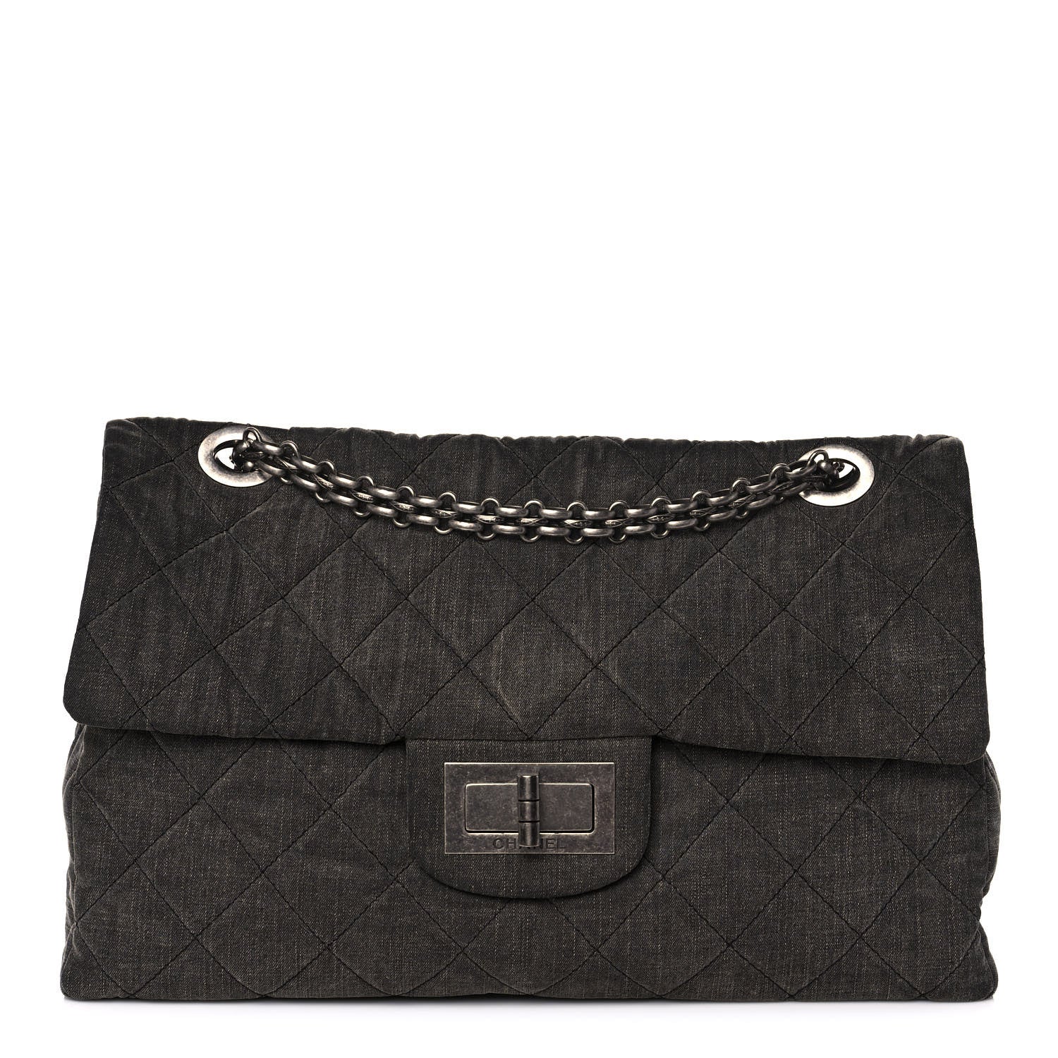 Chanel Denim Quilted XXL Reissue Flap Grey 1 of 11