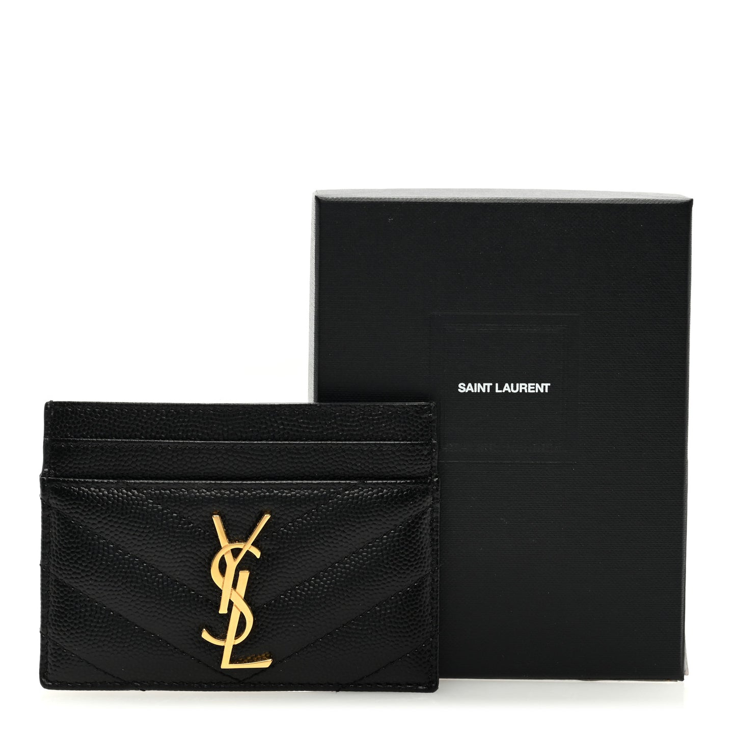 Grain De Poudre Matelasse Chevron Monogram Credit Card Case Black