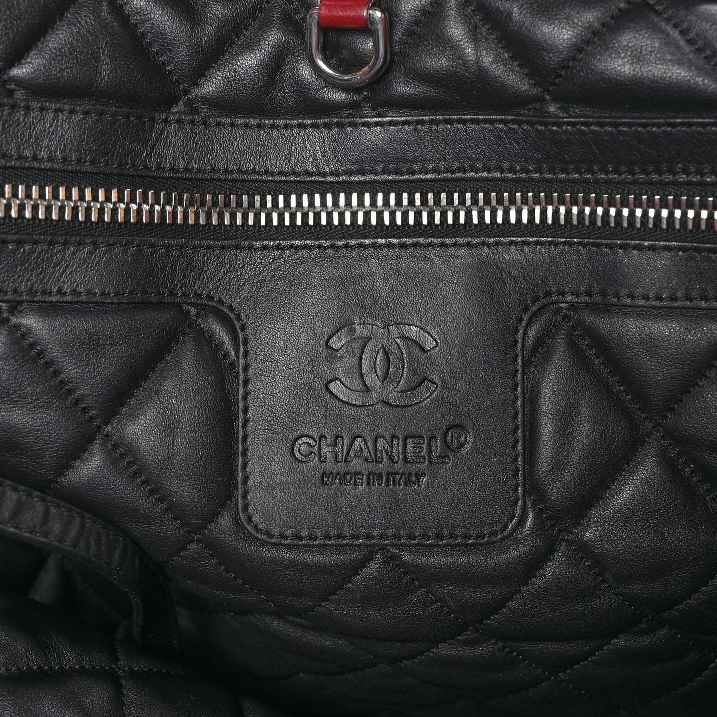 Lambskin Quilted Extra Large Coco Cocoon Reversible Tote Burgundy Black