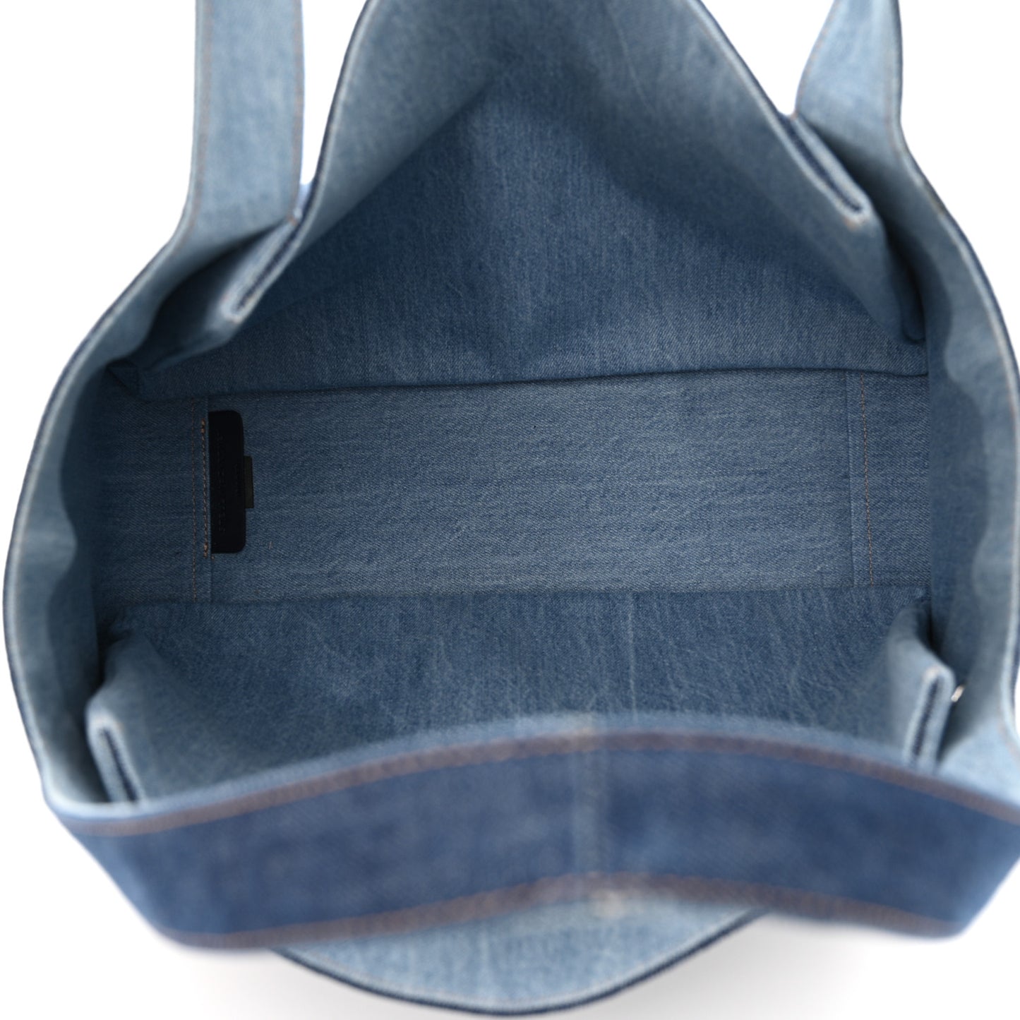 Denim East West Perforated Tote Blue