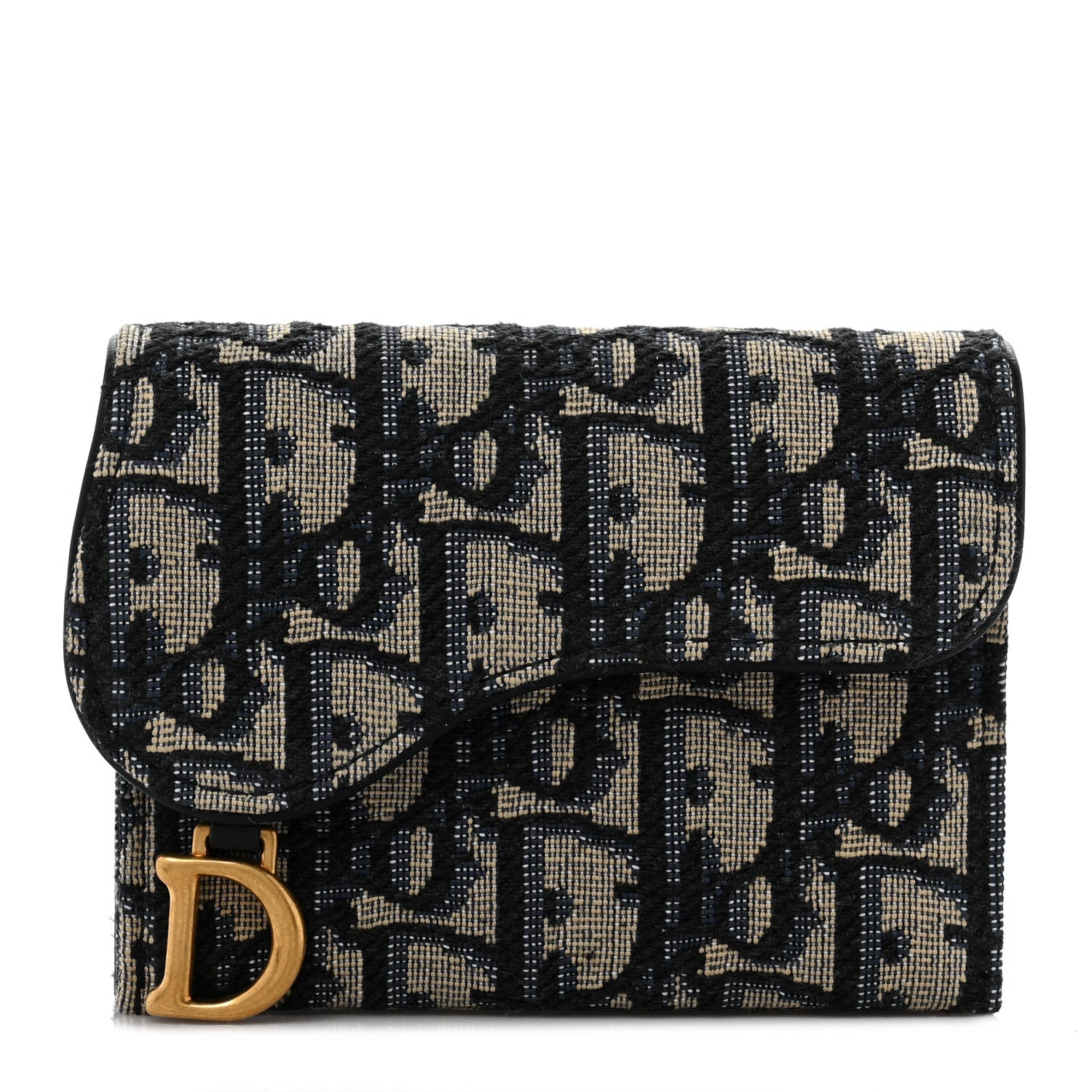 Christian Dior Oblique Saddle Card Holder Blue 1 of 9