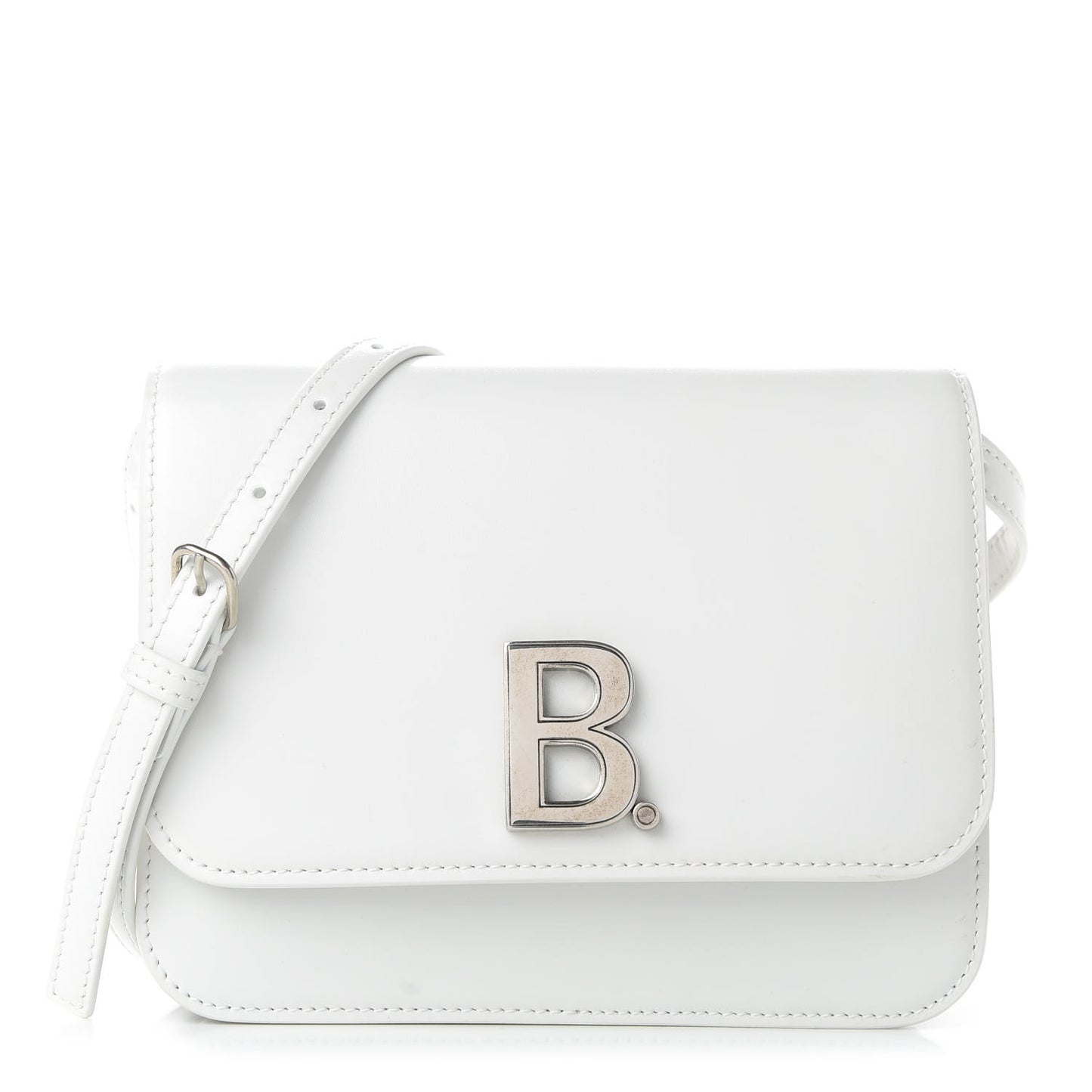 Shiny Box Calfskin Small B Bag White