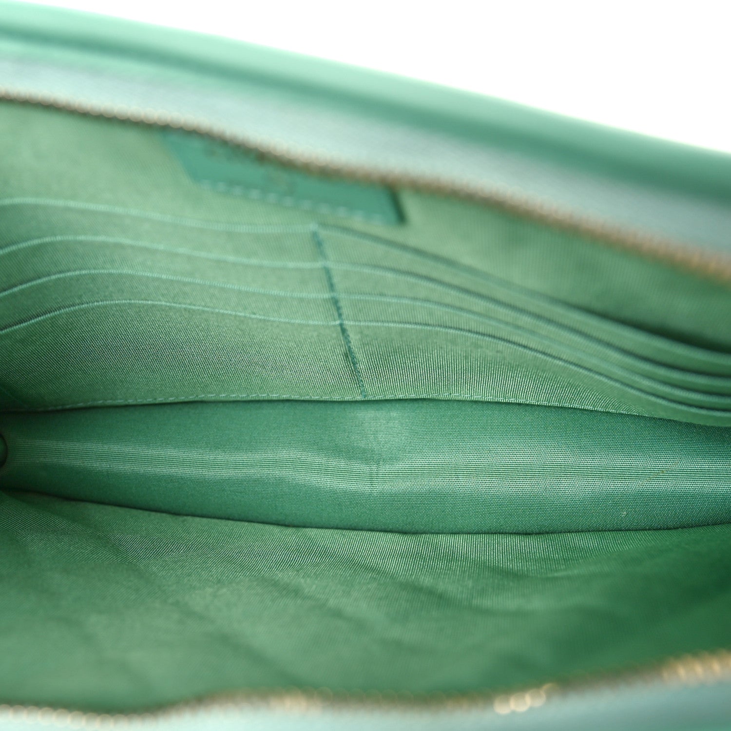 Chanel Tweed Lambskin PVC Quilted Wristlet Pouch Green 5 of 7