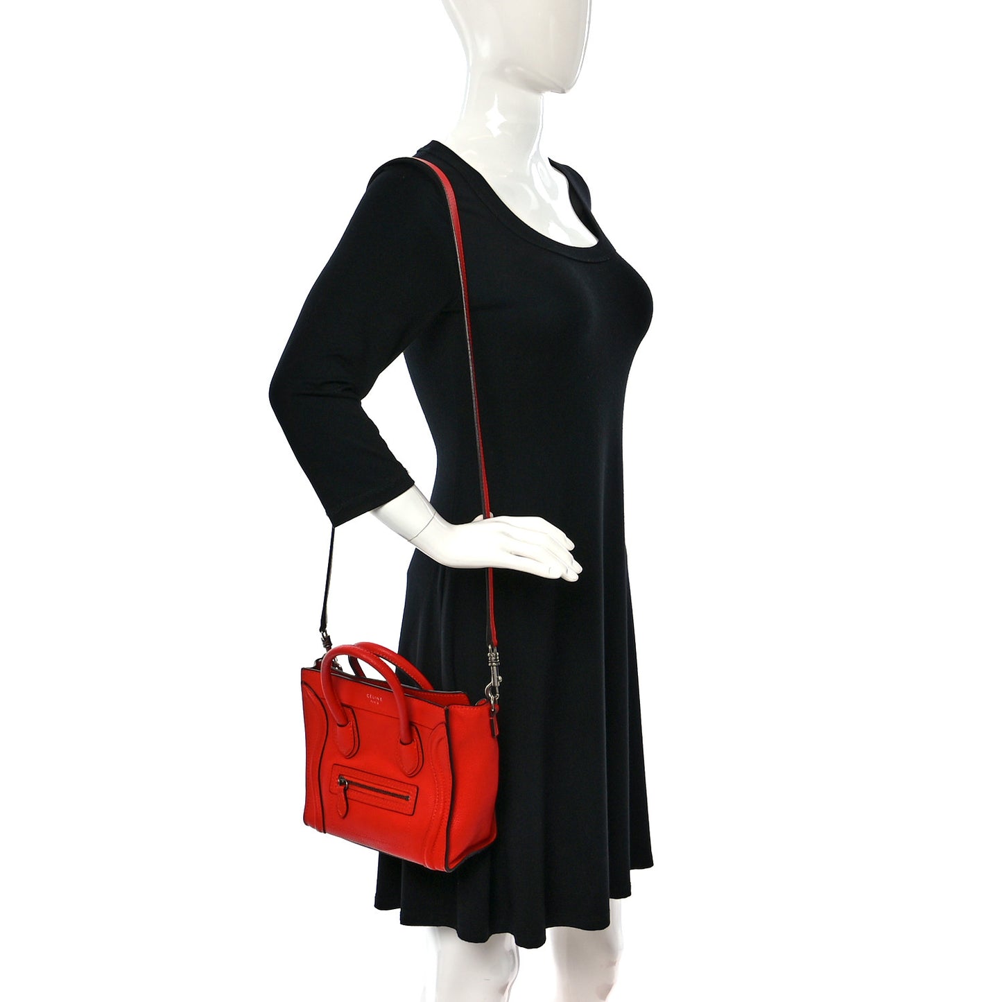 Drummed Calfskin Nano Luggage Vermillion