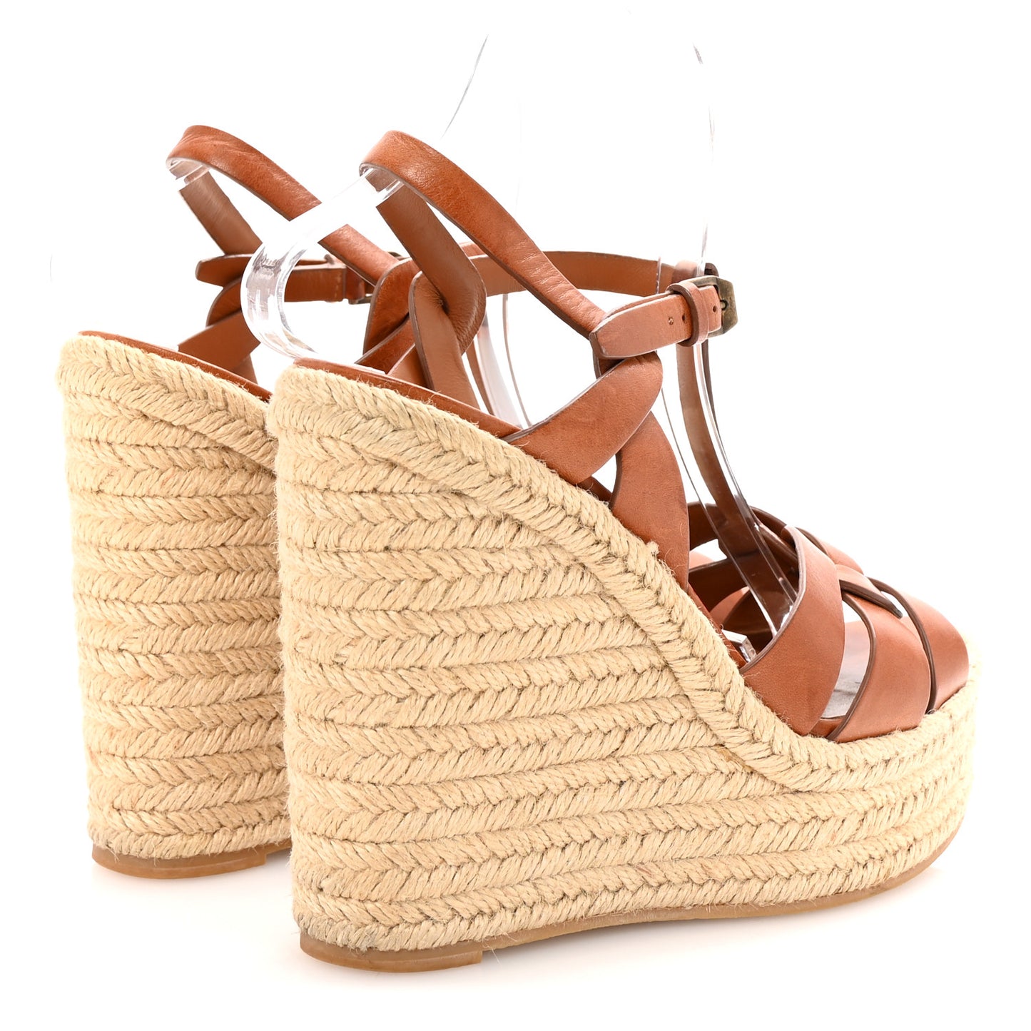 Calfskin 85 Platform Espadrille Wedge Sandals 39 Brown