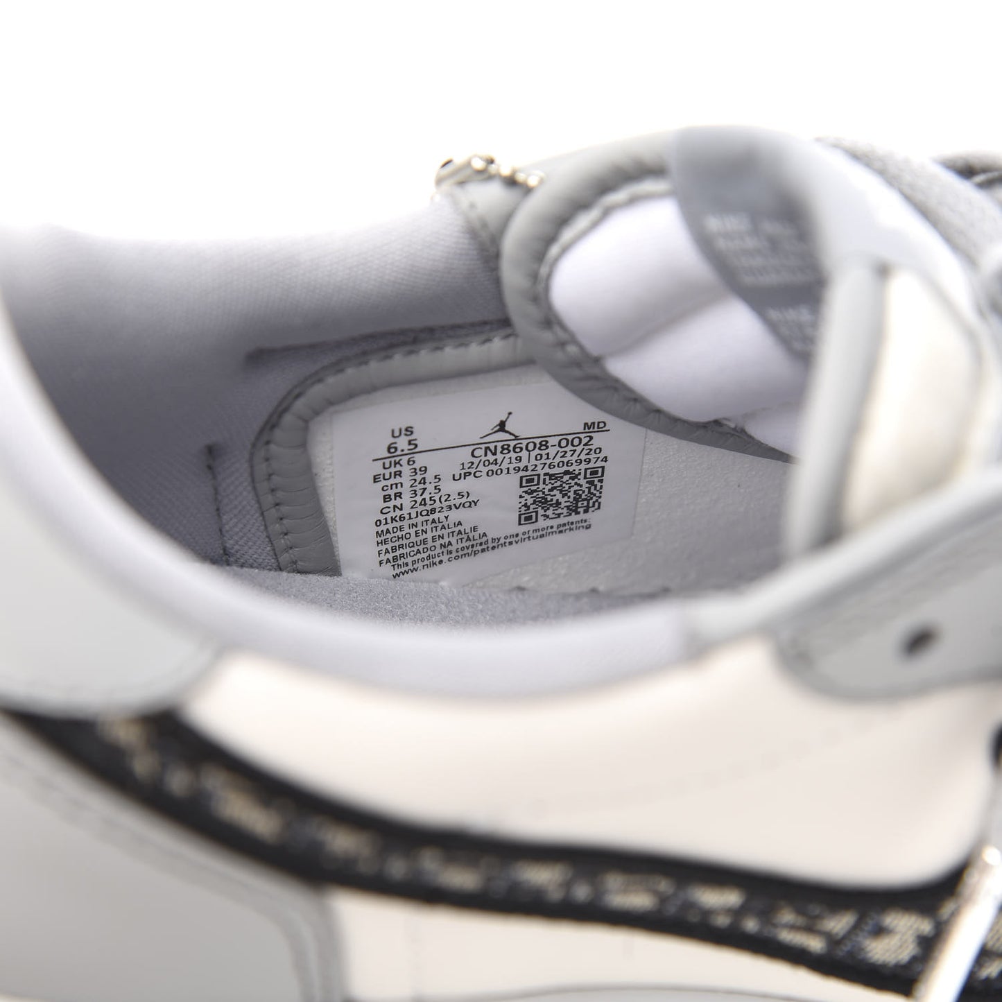 X NIKE AIR JORDAN Calfskin Mens Oblique Low Sneakers 39 Beige White