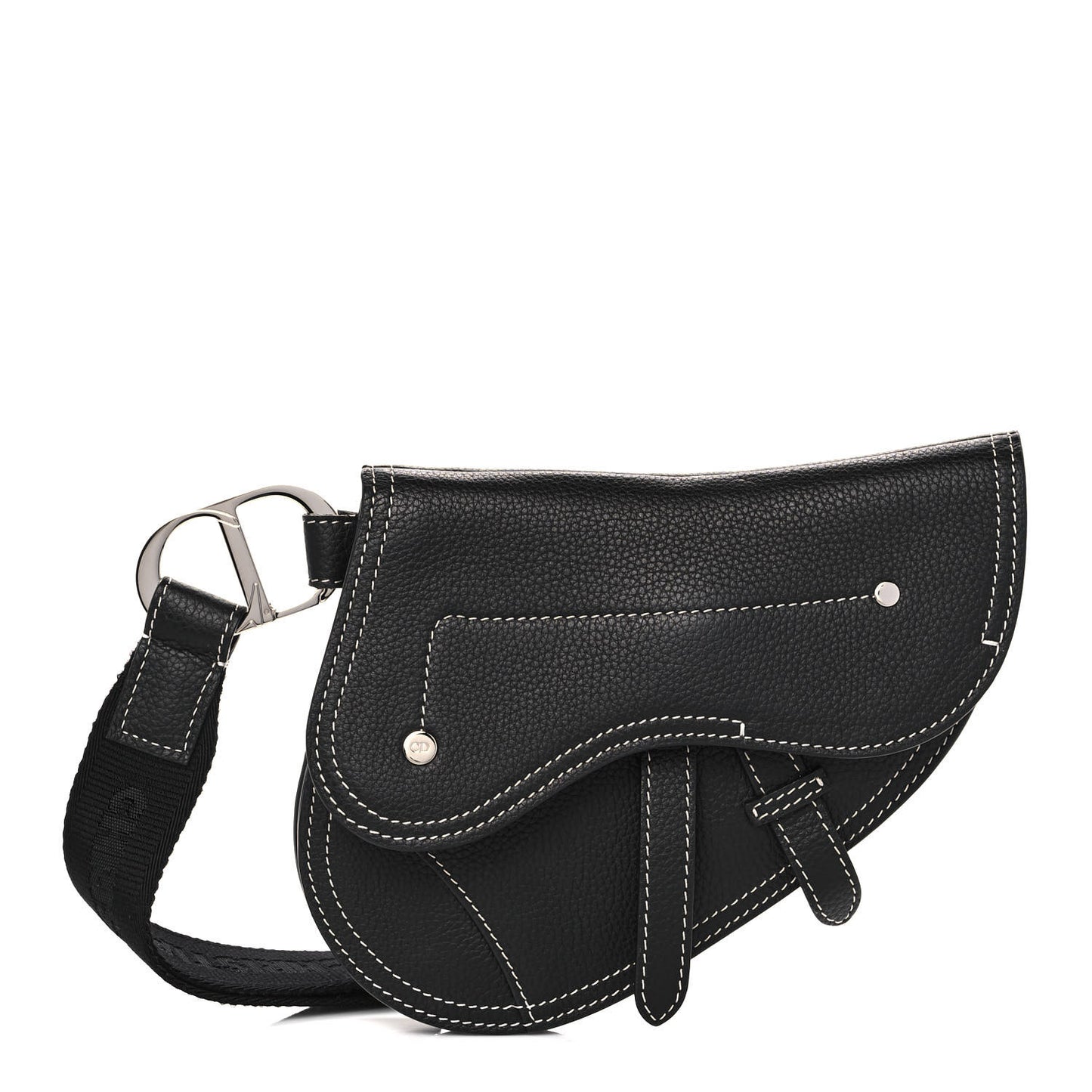 X KAWS Grained Calfskin Saddle Wristlet Black