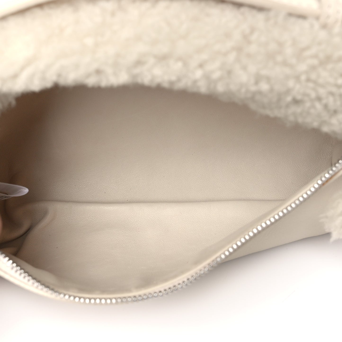 Lambskin Shearling Extra Pocket Shoulder Pouch Ivory