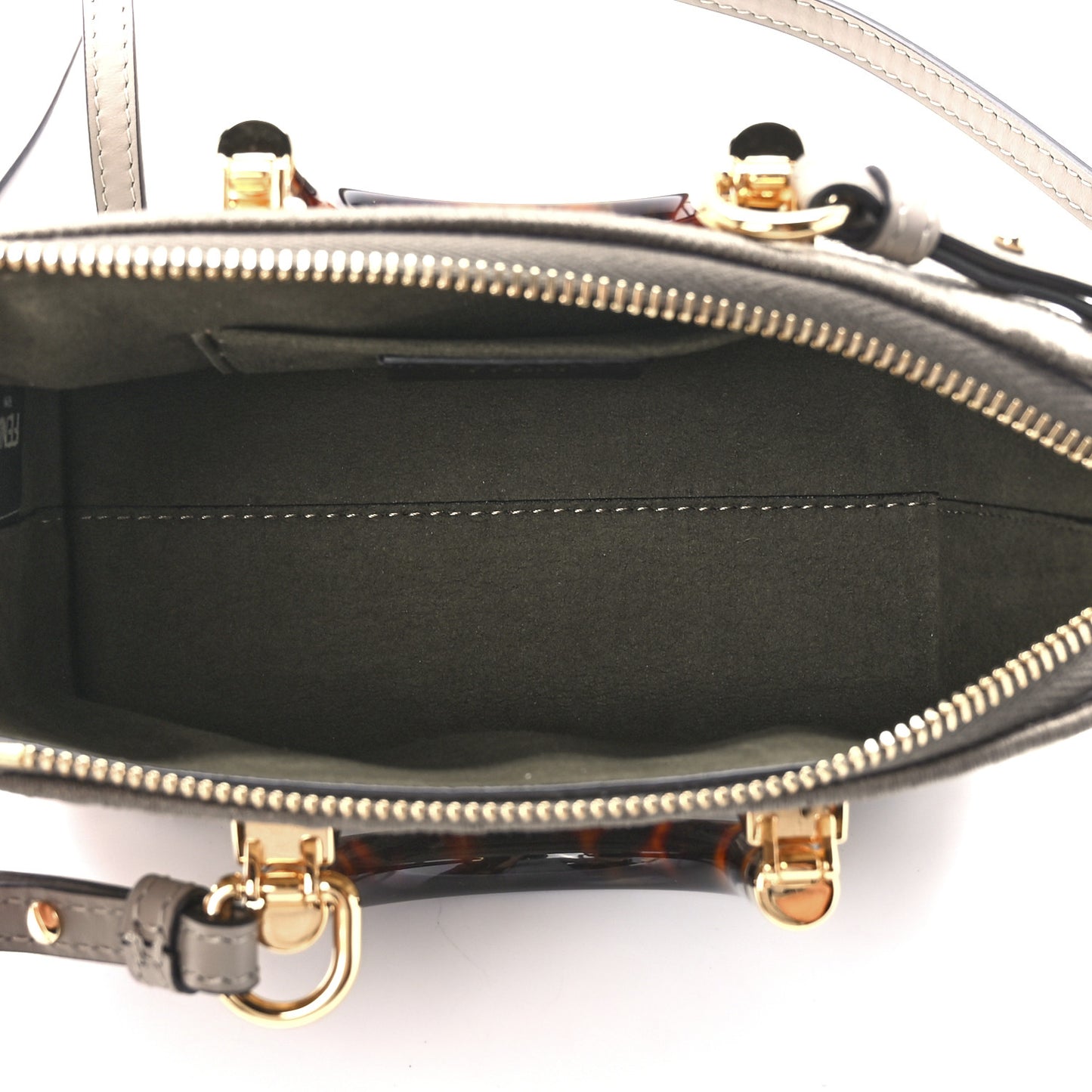 Chenille Vitello King Plexiglass FF Mini By The Way Top Handle Boston Bag Tortora Nuvola