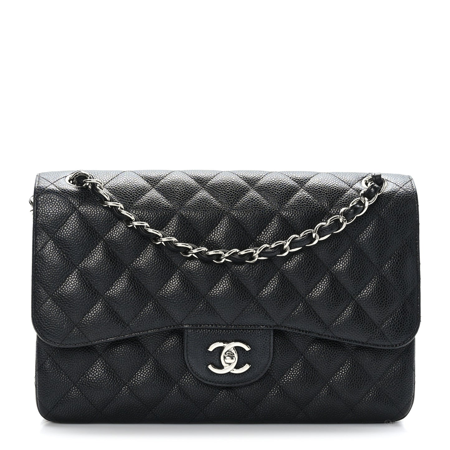 Caviar Quilted Jumbo Double Flap Black