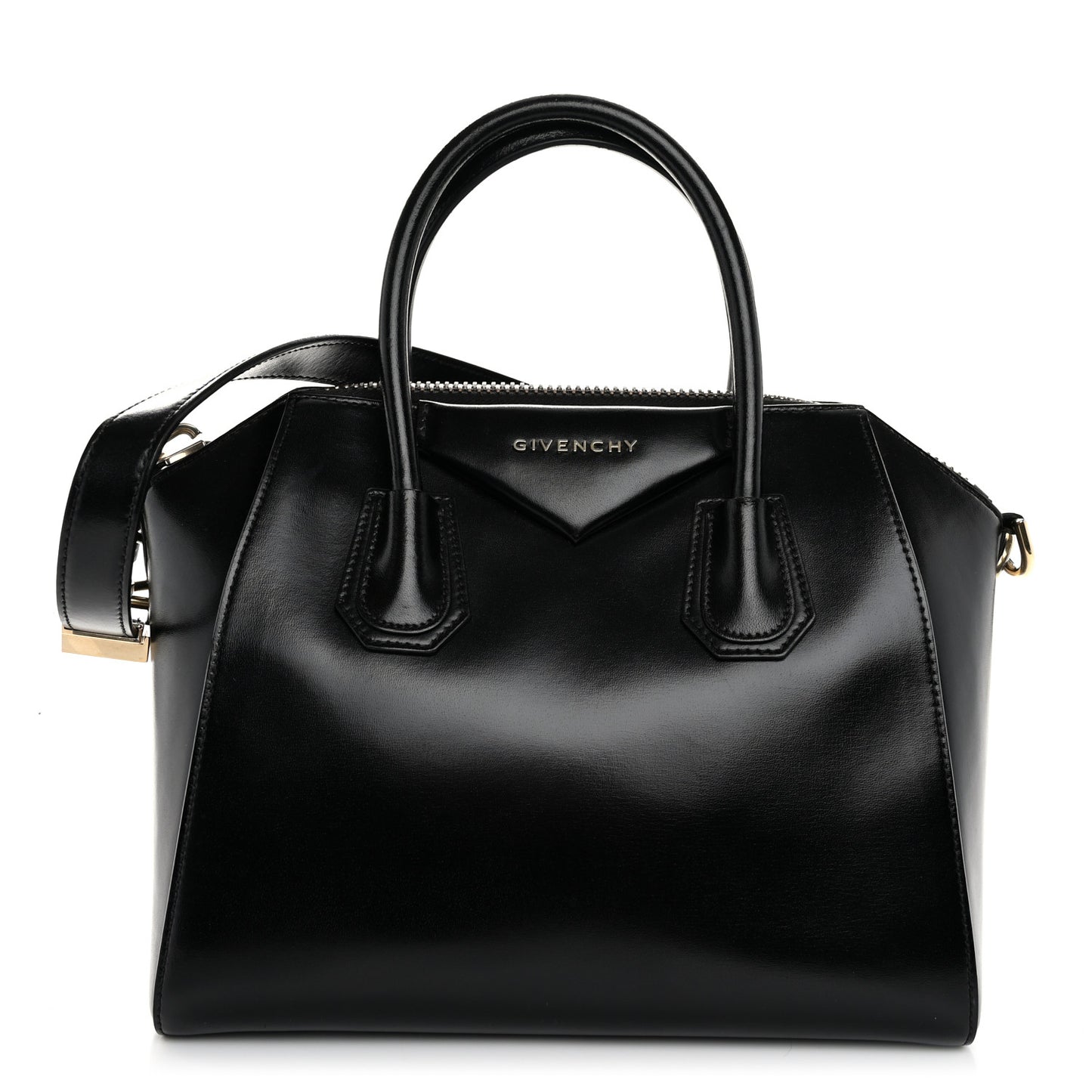 Shiny Lord Calfskin Small Antigona Black