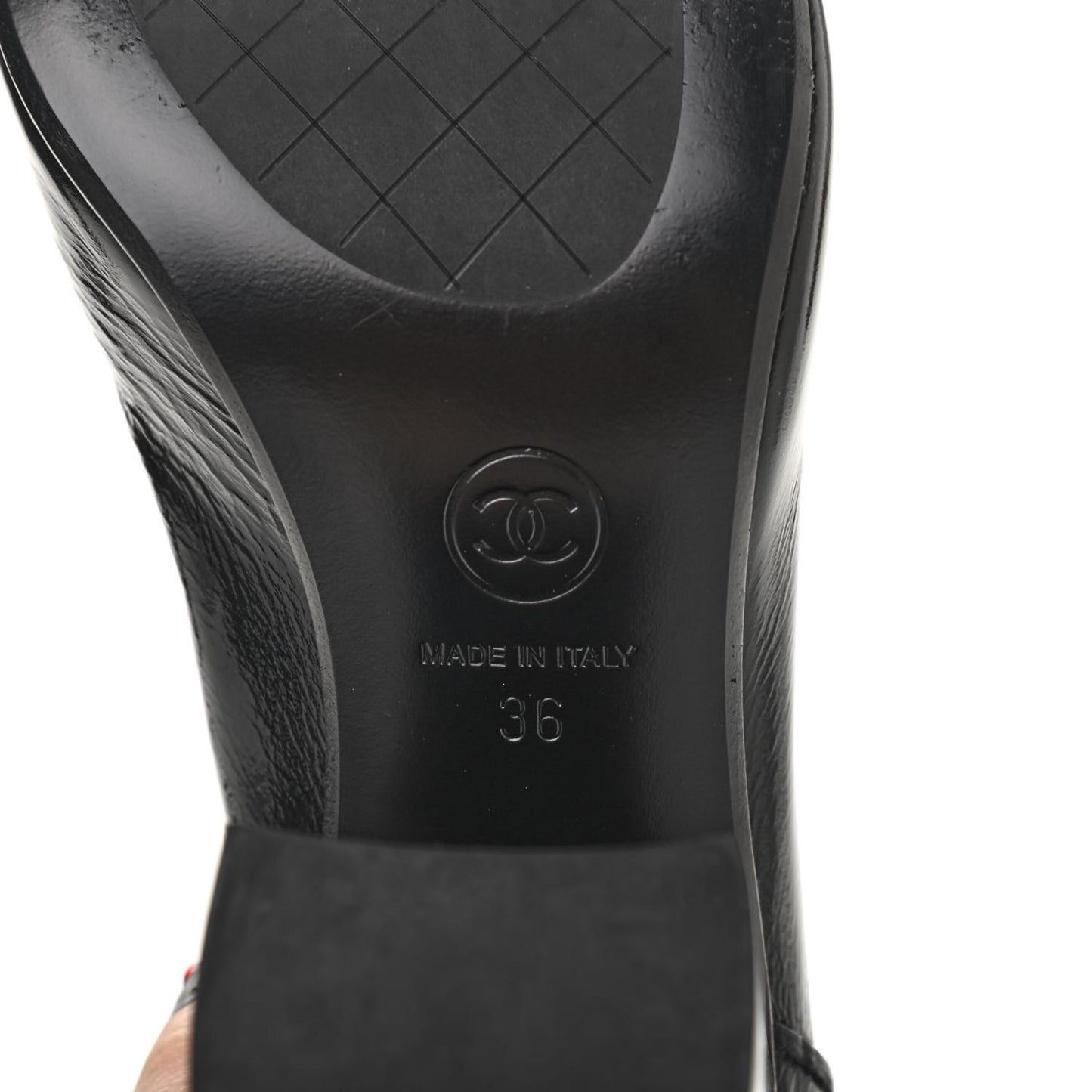 Shiny Crumpled Calfskin CC Cap Toe Short Boots 36 Black