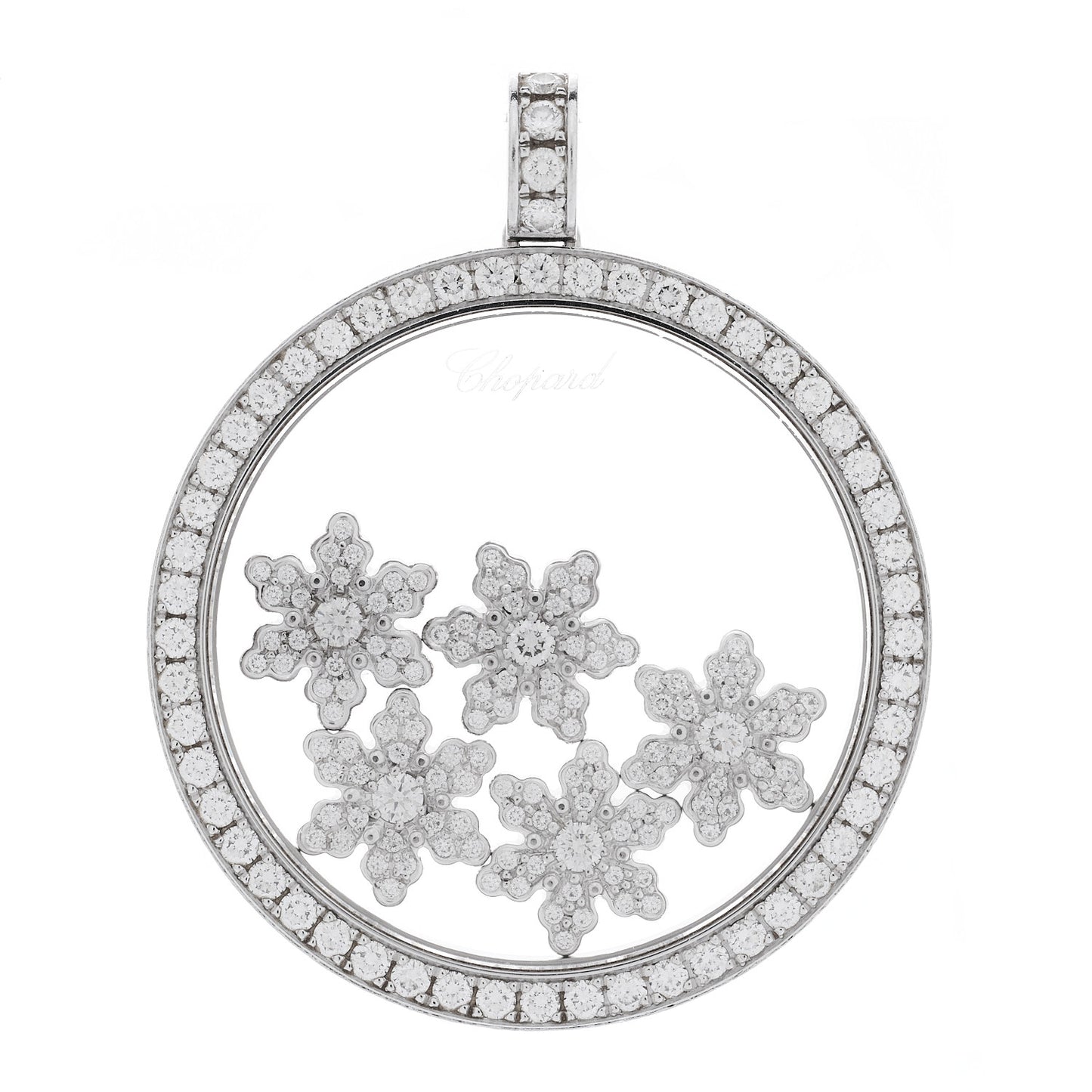 18K White Gold Diamond Happy Diamonds Five Snowflake Pendant