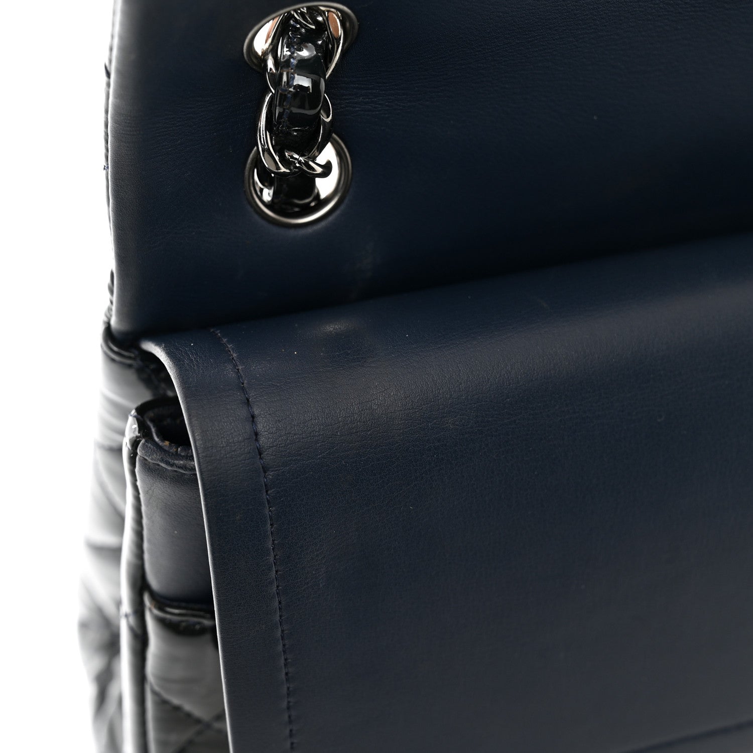 Chanel Patent Quilted Jumbo Double Flap Navy 9 of 11