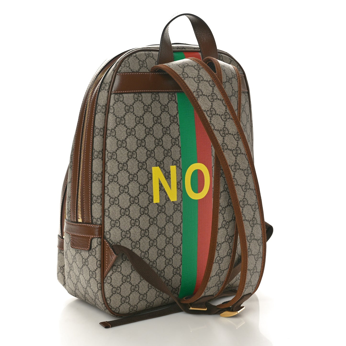 GG Supreme Monogram Azalea Calfskin Fake/Not Retro Interlocking G Day Backpack Beige Ebony Brown Sugar