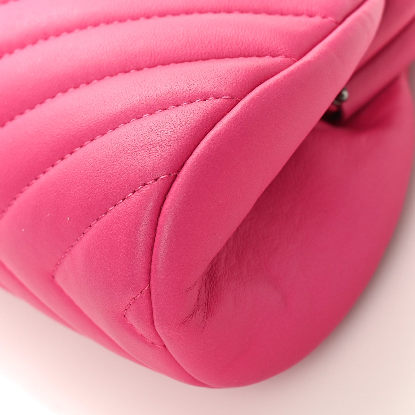Lambskin Chevron Quilted Timeless Clutch Dark Pink