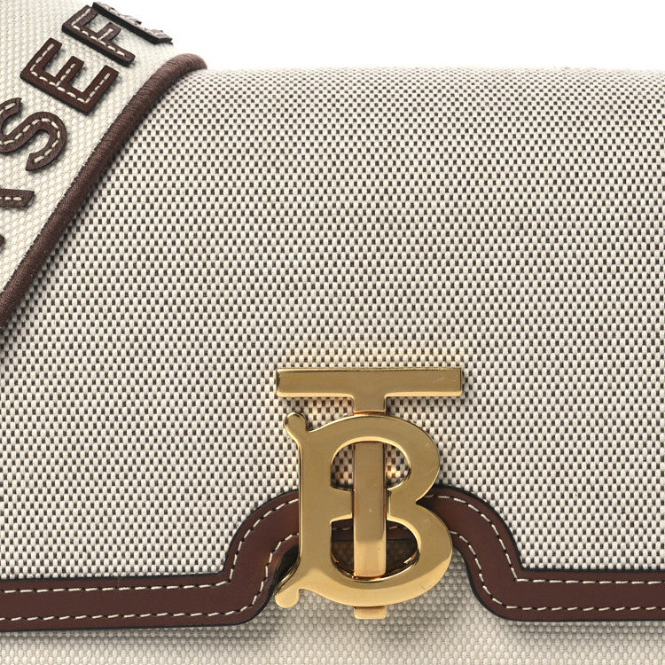 Burberry Canvas Calfskin Small TB Bag Natural 7 of 12