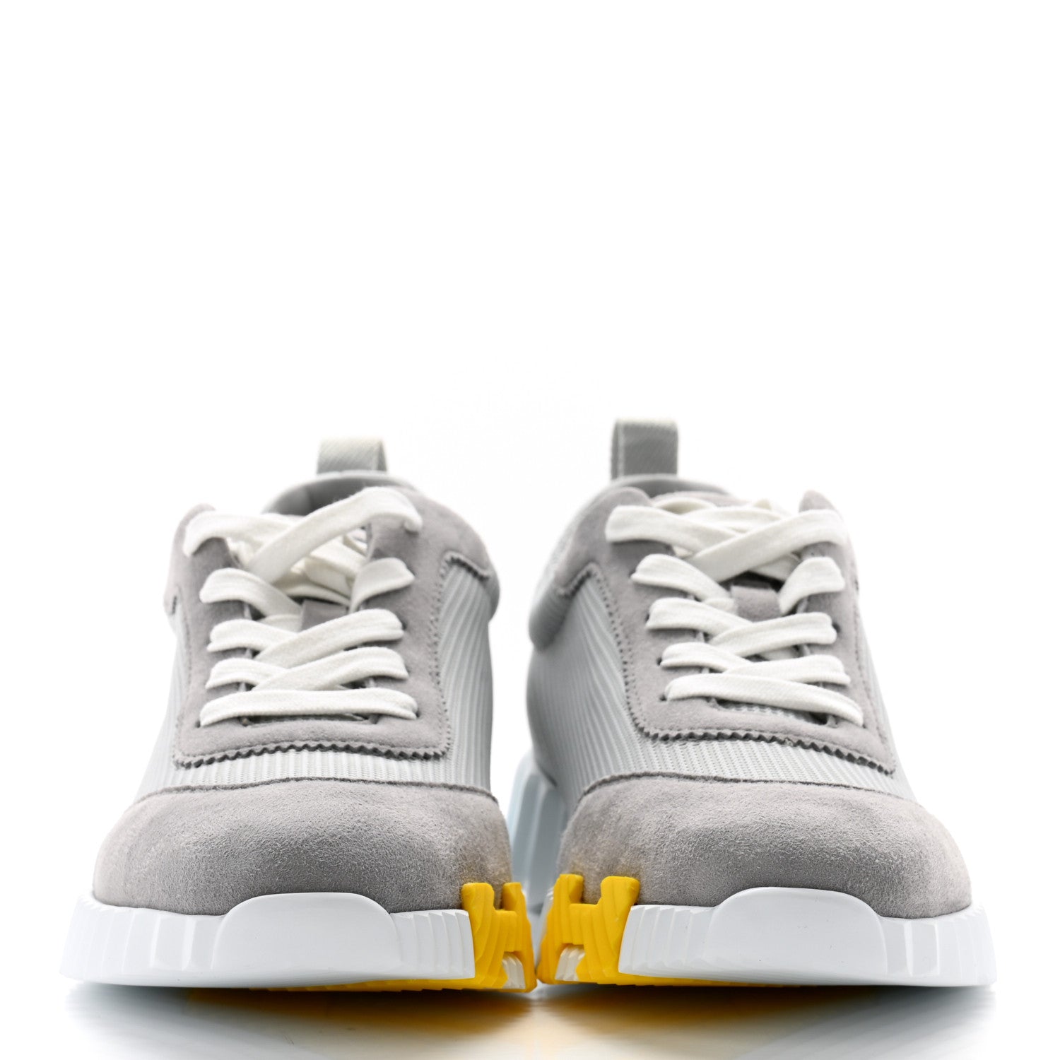 Hermes Air Mesh Suede Goatskin Bouncing Sneakers 38 Gris Temperance 2 of 9