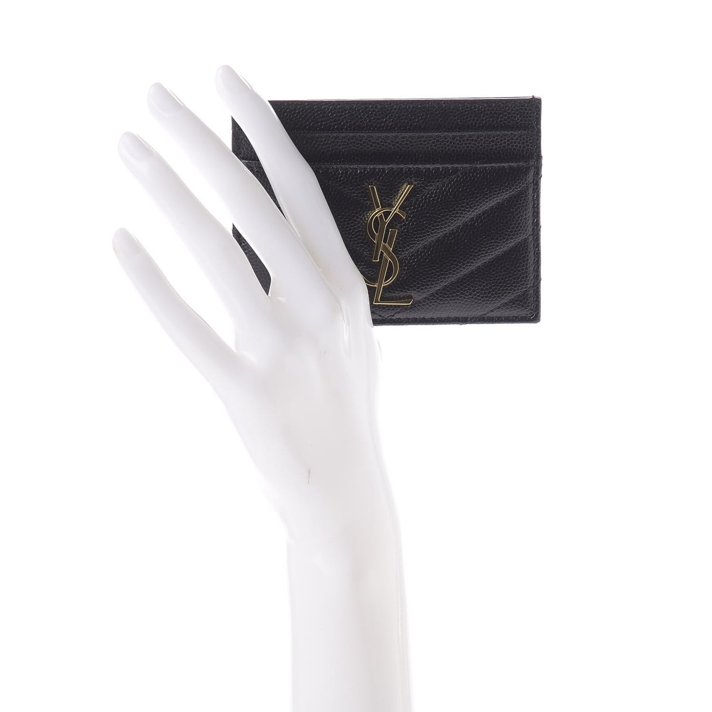 Grain De Poudre Matelasse Chevron Monogram Credit Card Case Black
