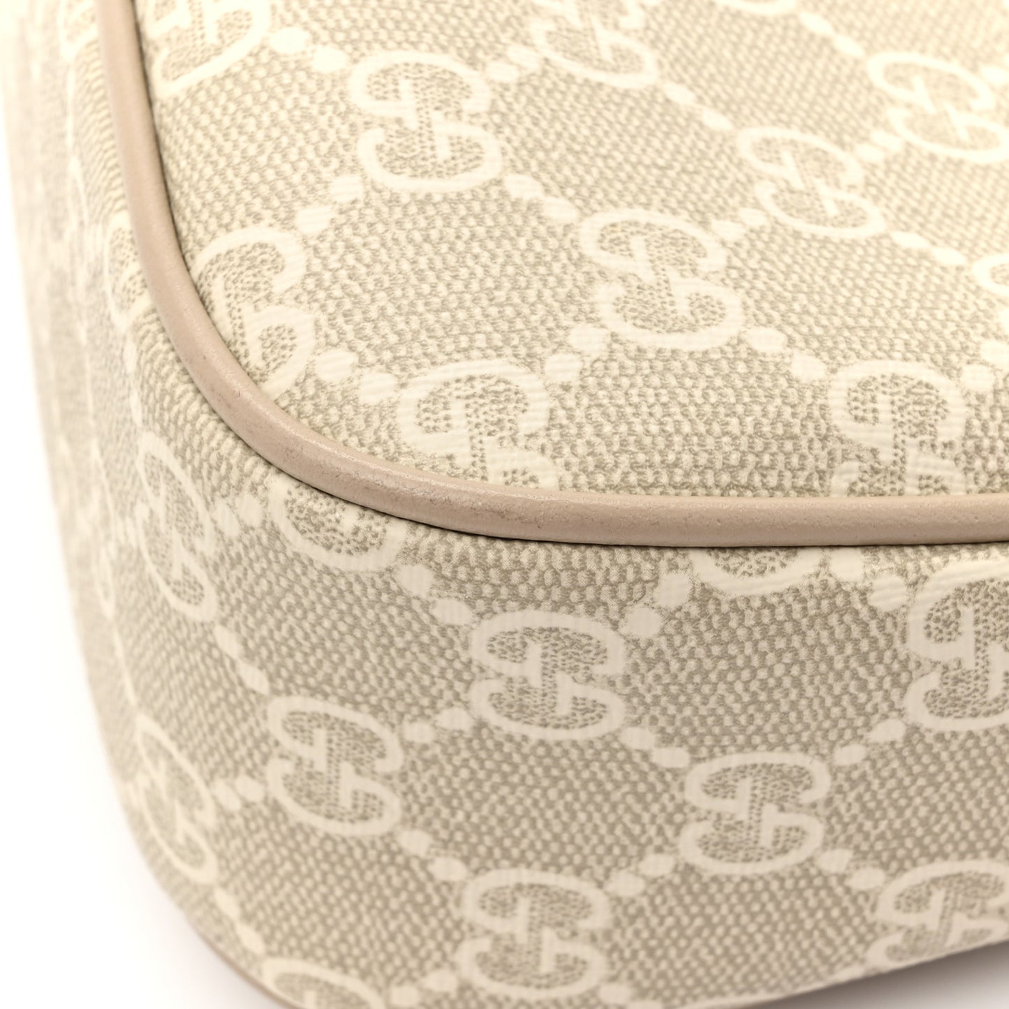 GG Supreme Monogram Textured Dollar Calfskin Web Small Ophidia GG Handbag Beige Mystic White Oatmeal