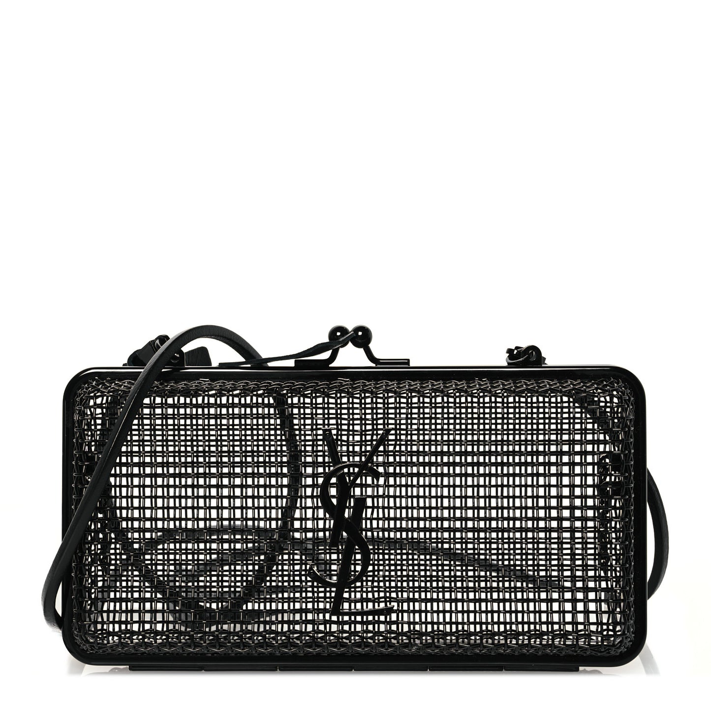 Brass Lambskin Monogram Cassandre Cage Bag Black